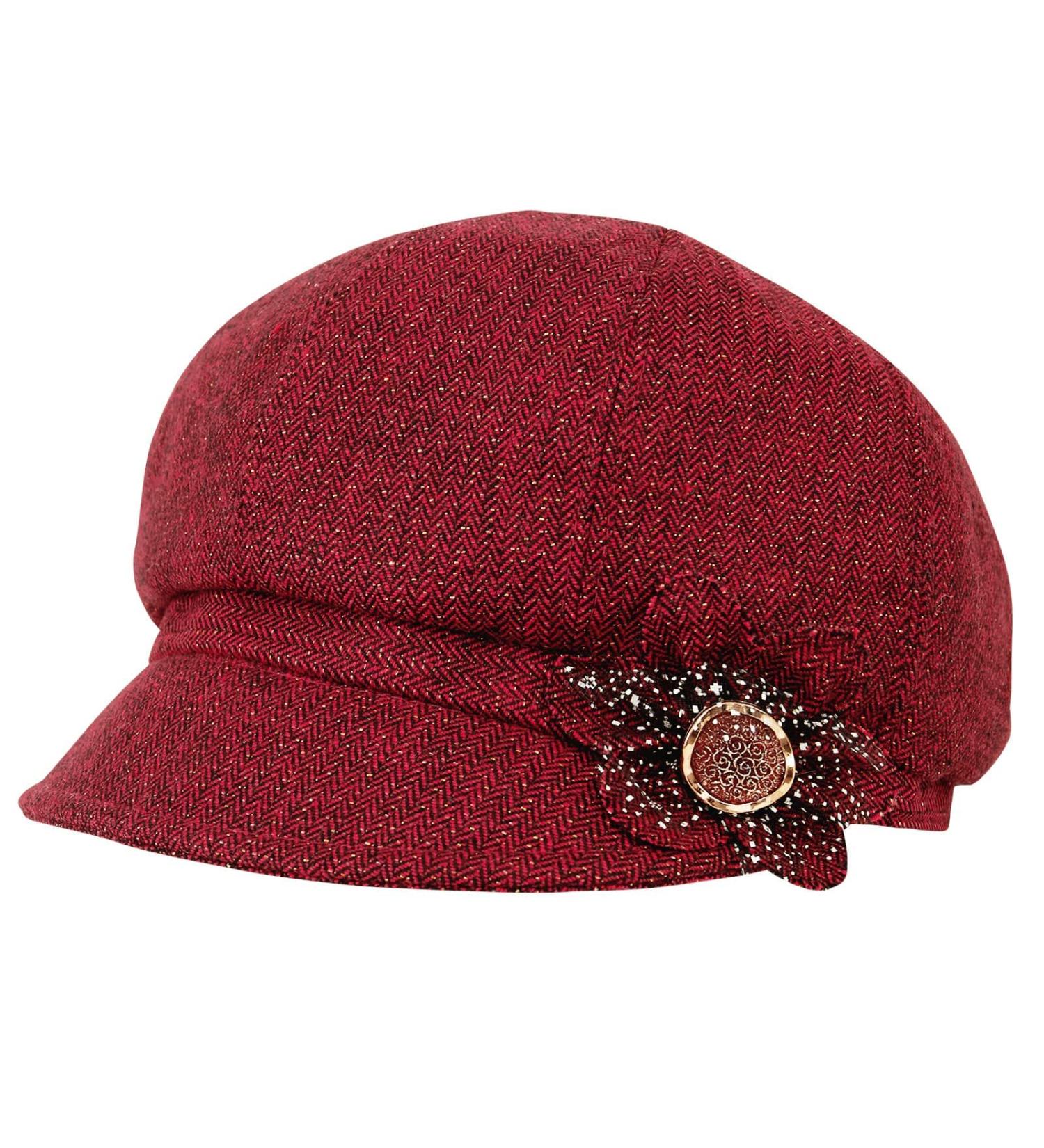 ColorSun Classic Retro Visor Newsboy Cabbie Cap Beret with Flower Buckle - Red Wine for Women - Buy Online on GoSupps.com