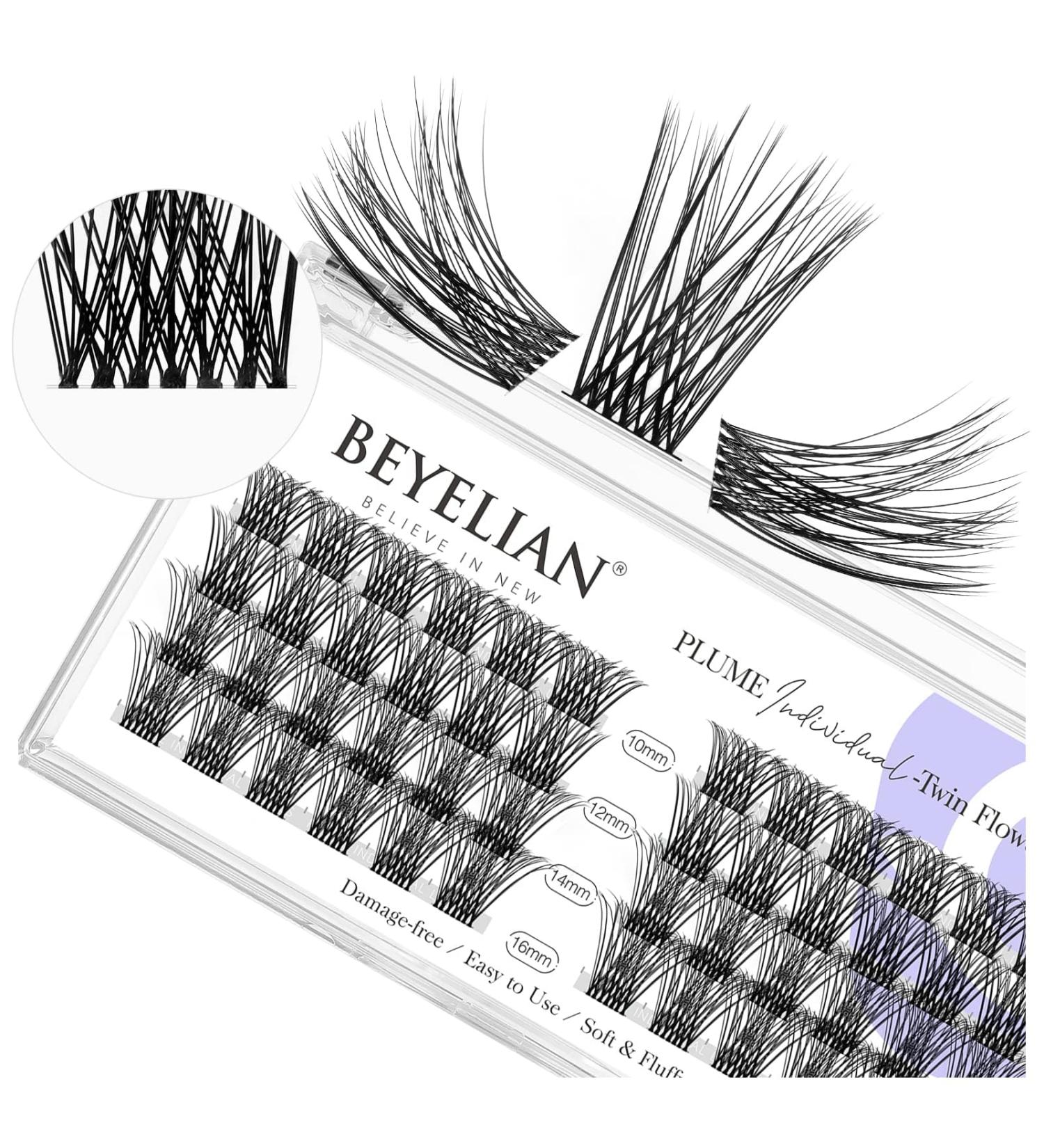 BEYELIAN DIY Eyelash Extension Individual Lash Extension Natural Look Reusable Glue Bonded Super Thin Clear Band 48 Lash Clusters (Style3 0.07 Mix Clear Band)