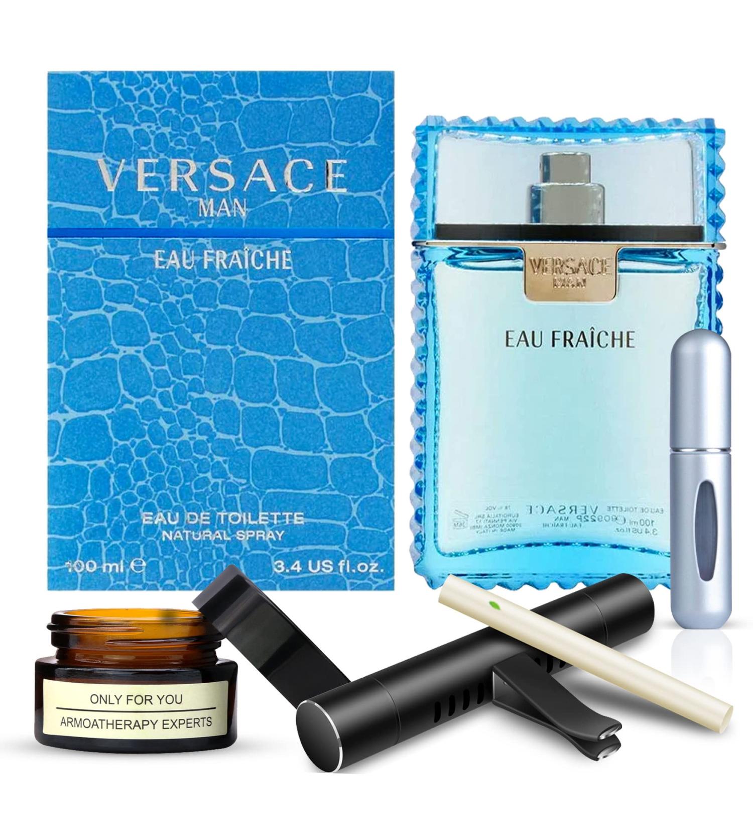 Men's Cologne 3.4 oz Bottle - Eau Fraiche Eau de Toilette Spray with Lemon, Rosewood, Amber Musk - Gift Set with Candle, Air Fresheners, Perfume Atomizer - Buy Online on GoSupps.com