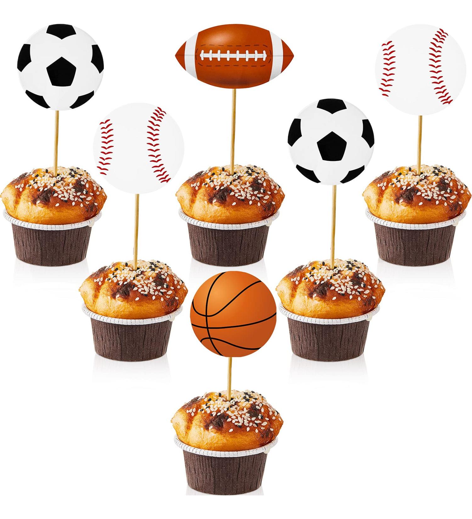 48 Pieces Sports Cupcake Toppers Baseball Cupcake Picks Basketball Toothpicks Soccer Ball Football Cake Decor for Boys Men Birthday Favors Sports Theme Party Decorations Supplies - Buy Online on GoSupps.com