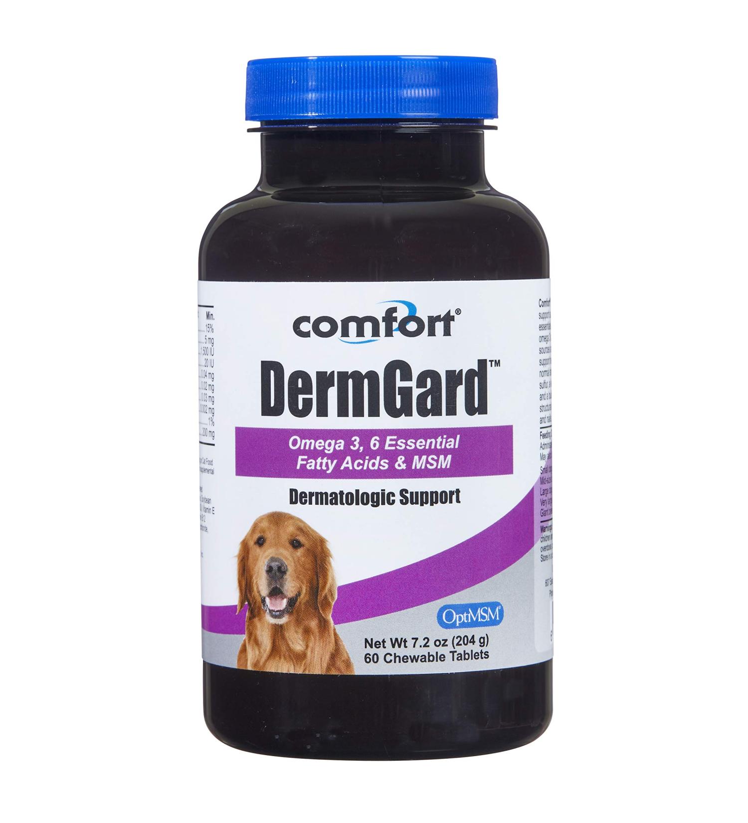 Kala Health Comfort DermGard Skin and Coat Supplement for Dogs 60 Count Supports Healthy Skin Shiny & Reduce Excessive Shedding Contains MSM Fish Oil & Omega 3 6 and 9 Essential Fatty acids - Buy Online on GoSupps.com