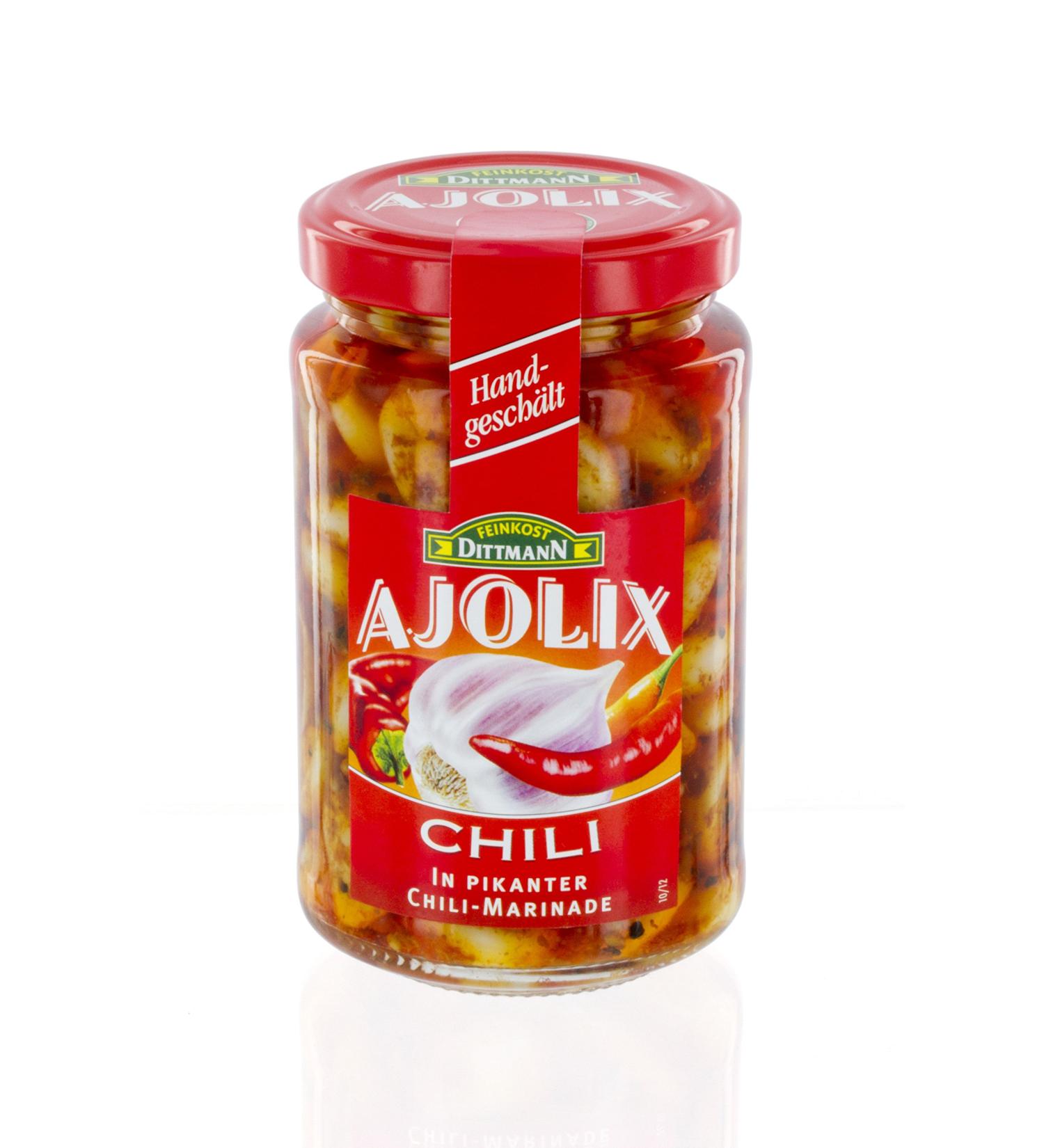 Buy Feinkost Dittmann Ajolix Chili Garlic Cloves in Chili Marinade 225g - Authentic Gourmet Flavor for International Shipping - Buy Online on GoSupps.com