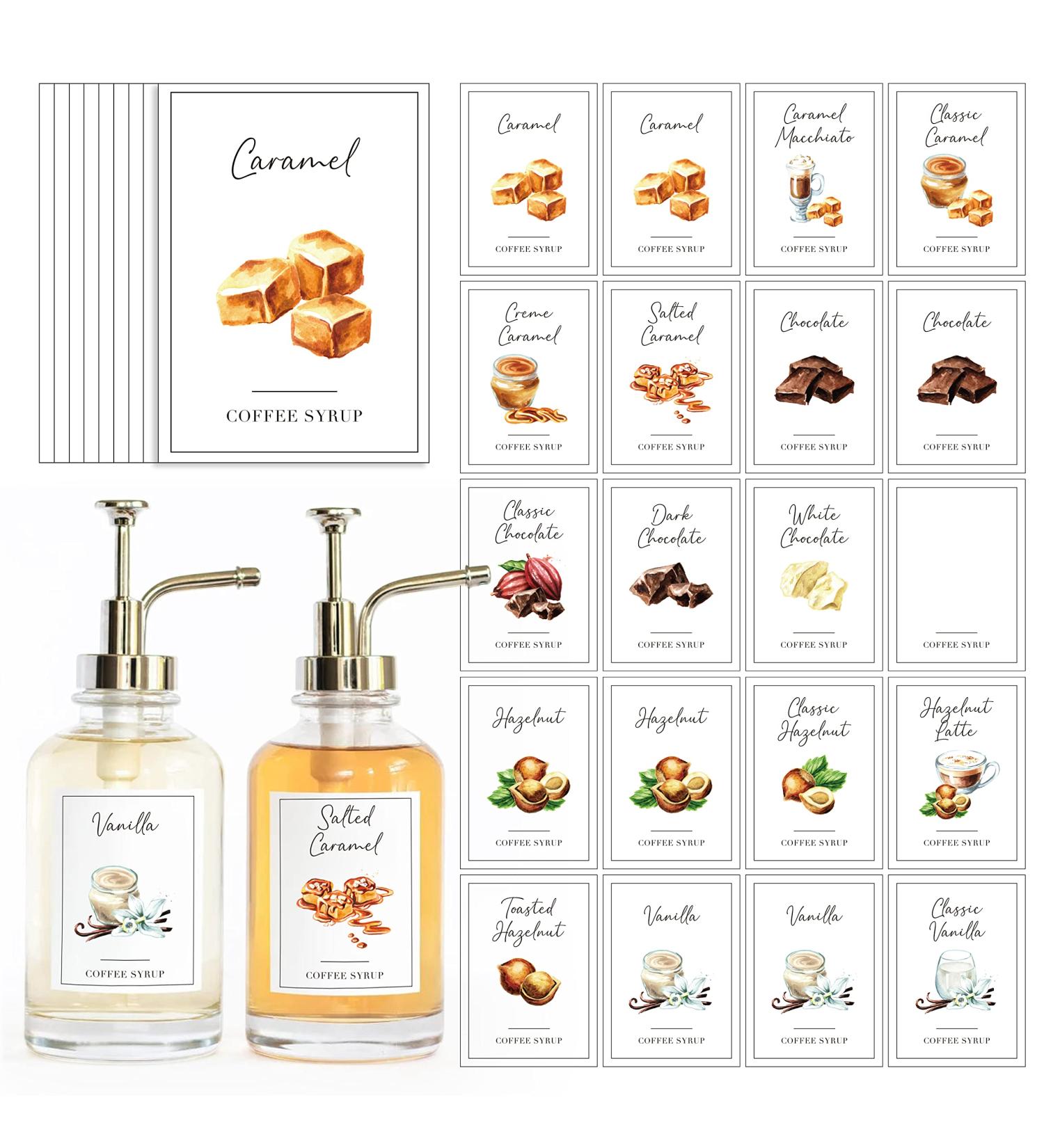 KYONANO Lot de 84 tiquettes de sirop de caf avec motifs artistiques pour bouteilles de sirop de caf  - Buy Online on GoSupps.com
