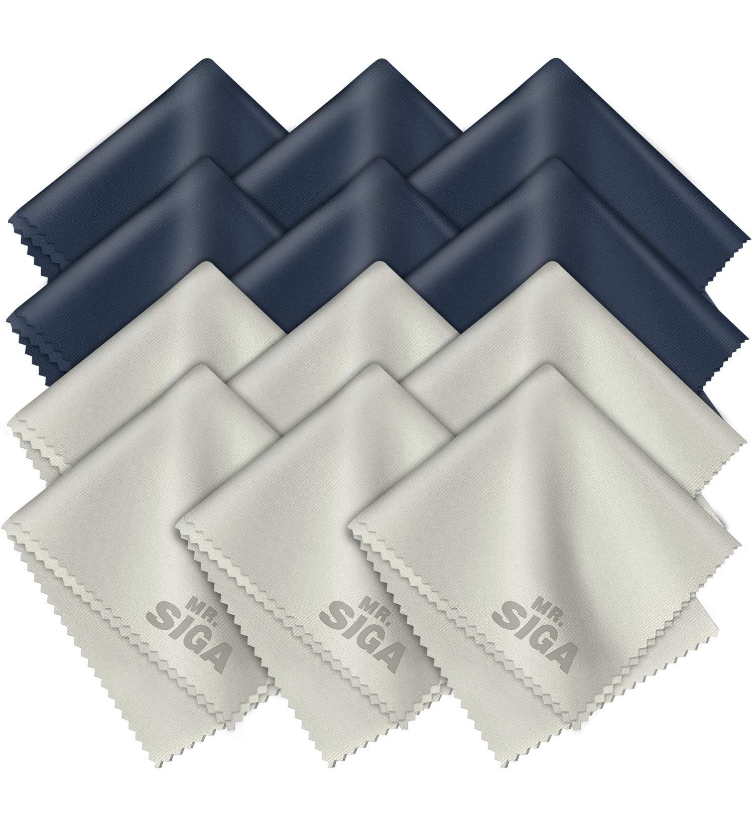 MR.SIGA Premium Microfiber Cleaning Cloths 12 Pack - 6 x 7 inches - Navy/Gray - Buy Online on GoSupps.com