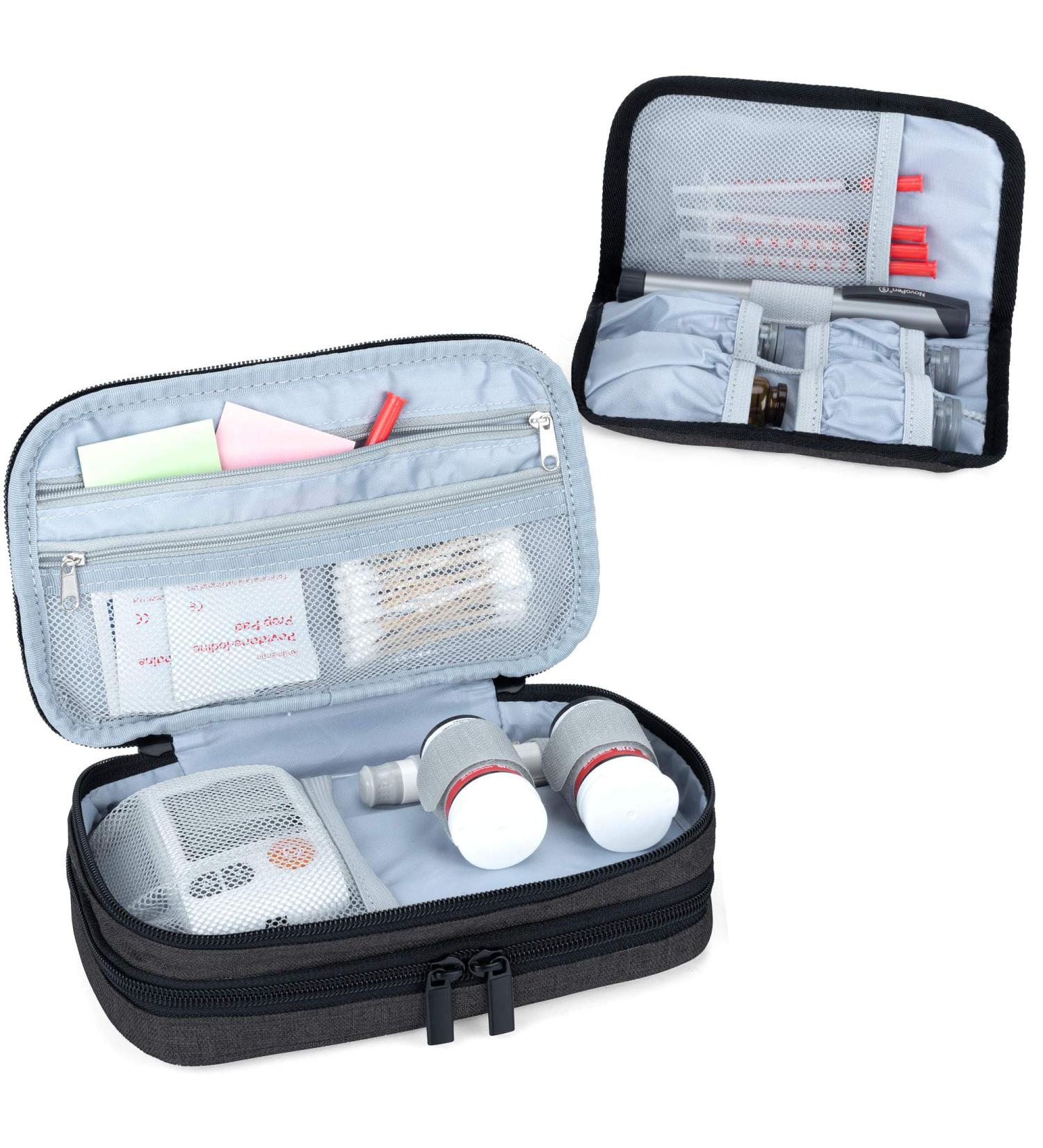 Luxja Insulin Diabetic Bag - Double Layer Insulin Pocket for Blood Sugar Devices & Diabetes Accessories - Black Version - Buy Online on GoSupps.com