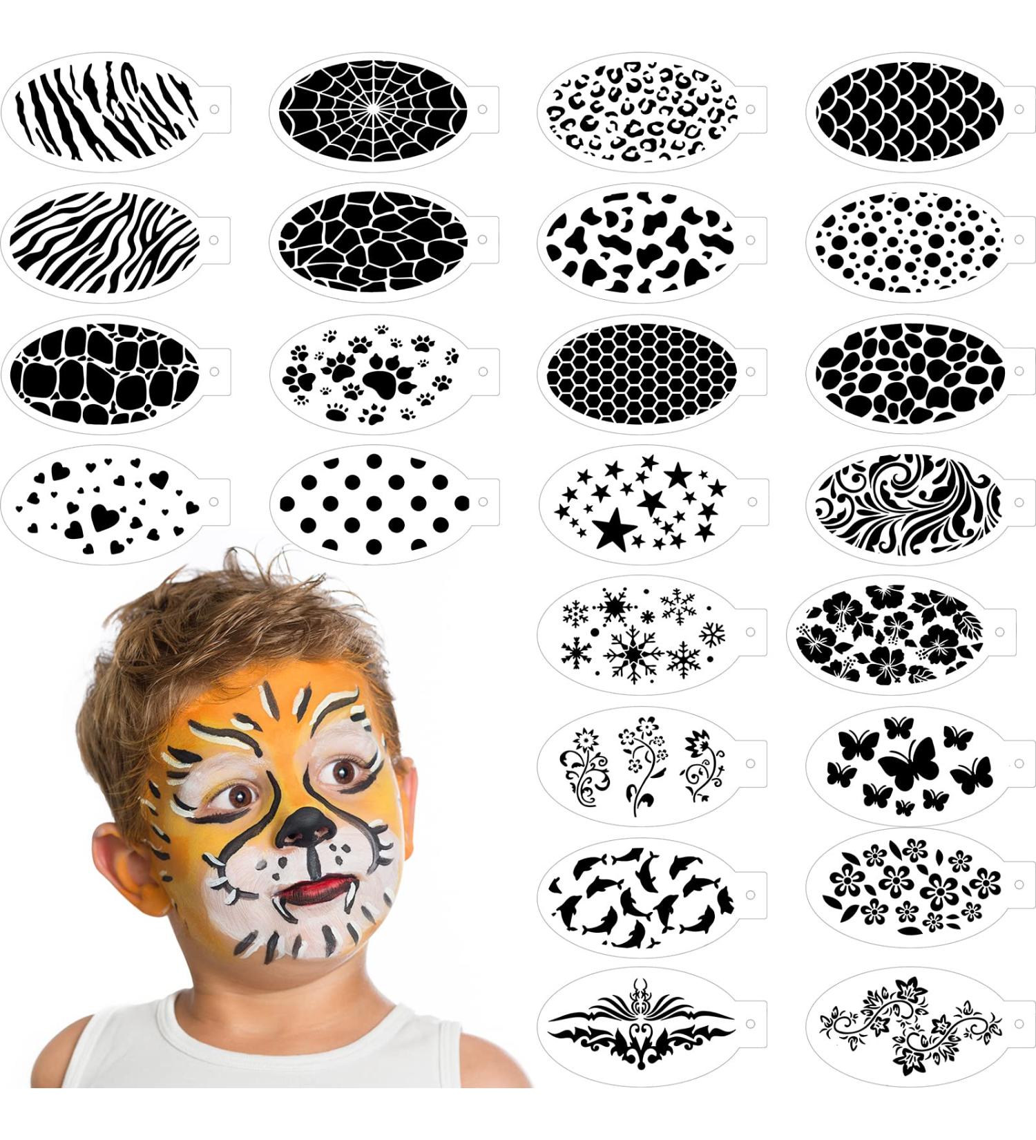 24-Piece Face Paint Stencils for Kids & Halloween Makeup - Vivid Style - Buy Online on GoSupps.com