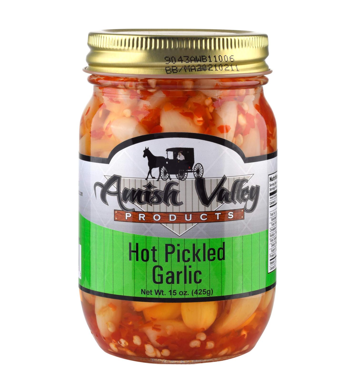 Amish Valley Products Country Pickled Garlic - Hot Flavor 15 oz Glass Jar - 1 Pack - Buy Online on GoSupps.com