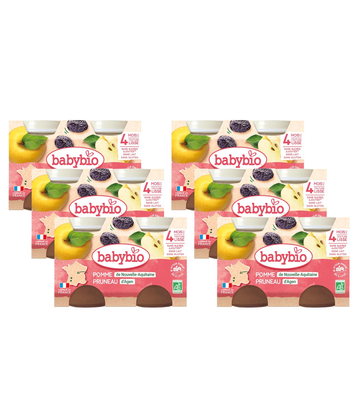 BABYBIO - Petits Pots Pomme Pruneau - 4+ mois - 2x130g - Lot de 6 - BIO Pruneau d'Agen 130 g (Lot de 12)