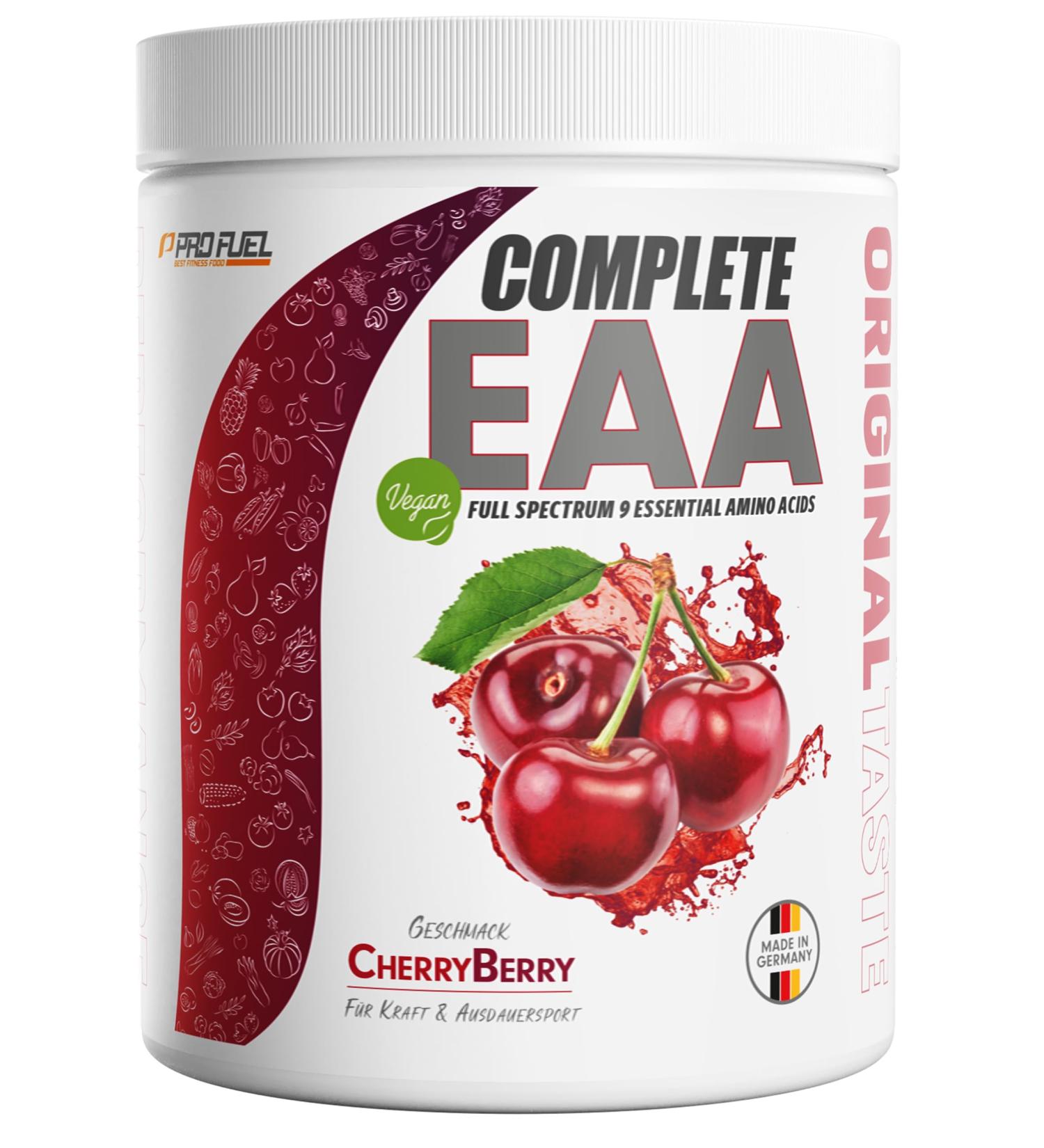 EAA Powder 500g Cherry - Essential Amino Acids Vegan Refreshing Amino Workout Drink | 12 500mg All 9 EAAs - Buy Online on GoSupps.com