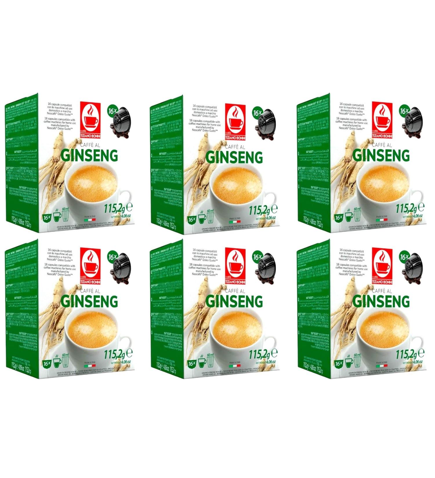 Bonini Dolce Gusto Compatible Ginseng Coffee Pods (Pack of 6 Total 96 pods) Ginseng 16 count (Pack of 6) - Buy Online on GoSupps.com