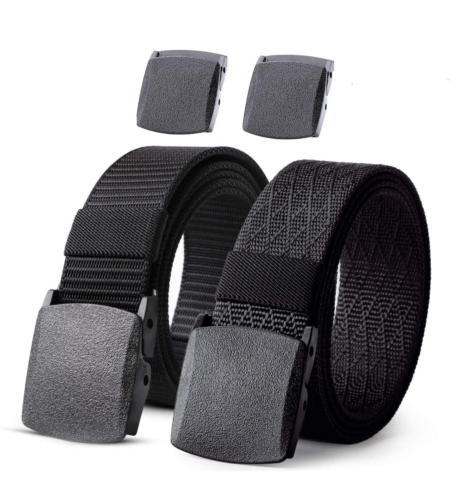 JASGOOD Nylon Military Tactical Men Belt 2 Pack - Outdoor Webbing Web Belt with Plastic Buckle - Fits Pant Up To 35 - Gift for Men - C-black+black - Buy Online on GoSupps.com