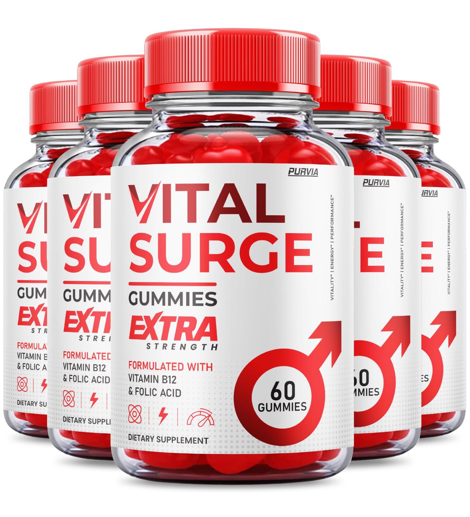 (5 Pack) Vital Surge Gummies - Official Formula - Maximum Strength Vital Surge Gummies Vitalsurge Vitamin Supplement Gummies Advanced Wellness Support Vital Surge Gummies Made in USA (300 Gummies) - Buy Online on GoSupps.com