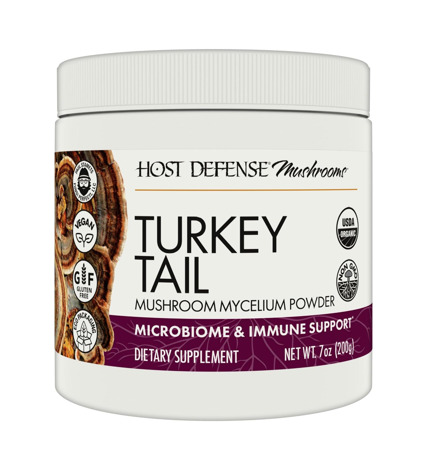 Host Defense Turkey Tail Mushroom Powder - Digestive Health & Immune Response Support Supplement - Mushroom Supplement for Gastrointestinal & Gut Microbiome Support - 7 oz (133 Servings)* 7 Ounce (Pack of 1) - Buy Online on GoSupps.com
