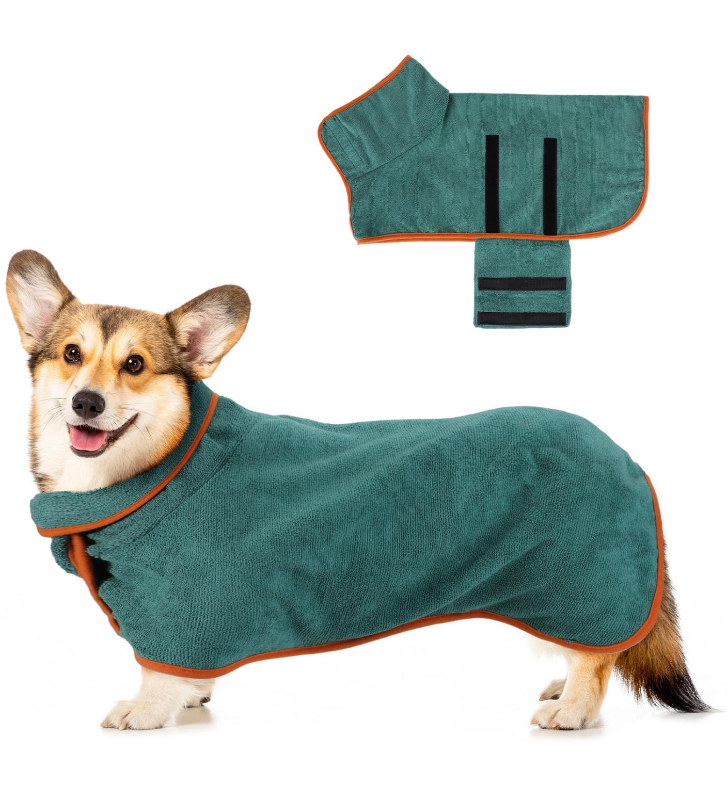 Buy Jostift Microfiber Dog Bathrobe - Extra Absorbent Fast Drying Dog Towel with Adjustable Straps for All Sizes - Perfect for Large & Small Dogs (Green) - International Shipping Available - Buy Online on GoSupps.com