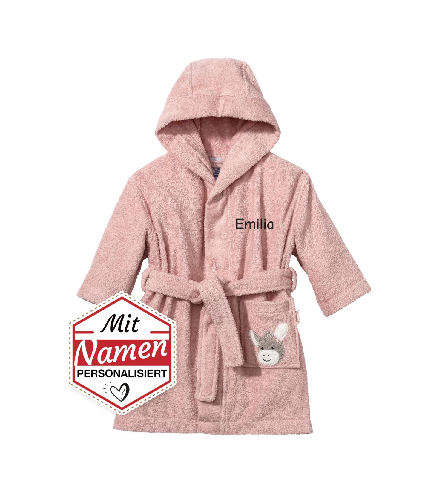 Lalalo Sterntaler Personalized Bathrobe for Kids - 100% Cotton Emmi Girl Rosa Embroidered with Names (Size 86-92) - Buy Online on GoSupps.com