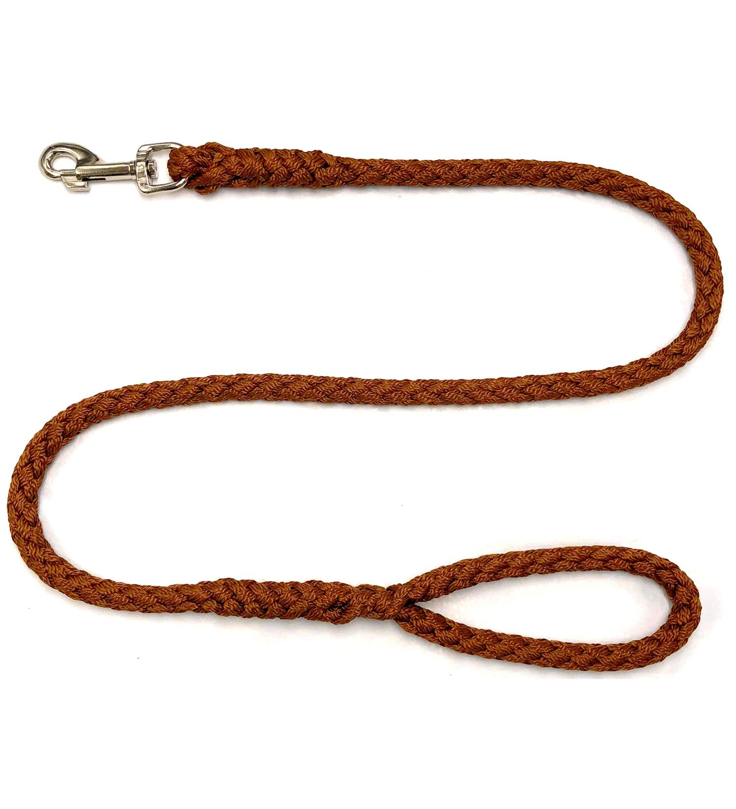 Dog leash large dogs jumbo with hand loop up to 80 kg / guide leash / practice line / training line very stable 17 colors (3m brown) 3m brown