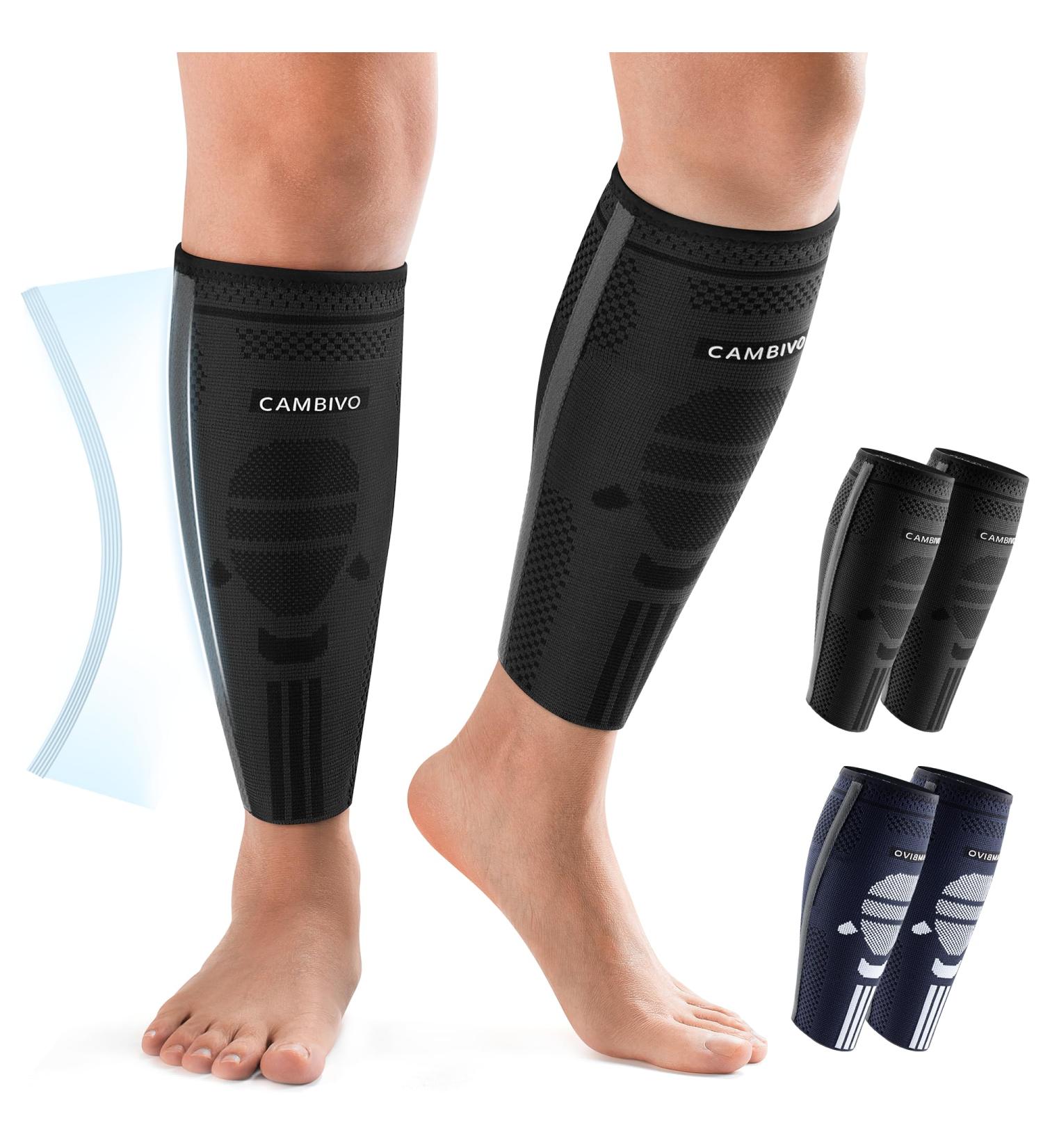 Buy Cambivo 2x Calves Compression Stockings for Men & Women - Relief for Shin Pain Varicose Veins & Sports - Black L-XL - Buy Online on GoSupps.com