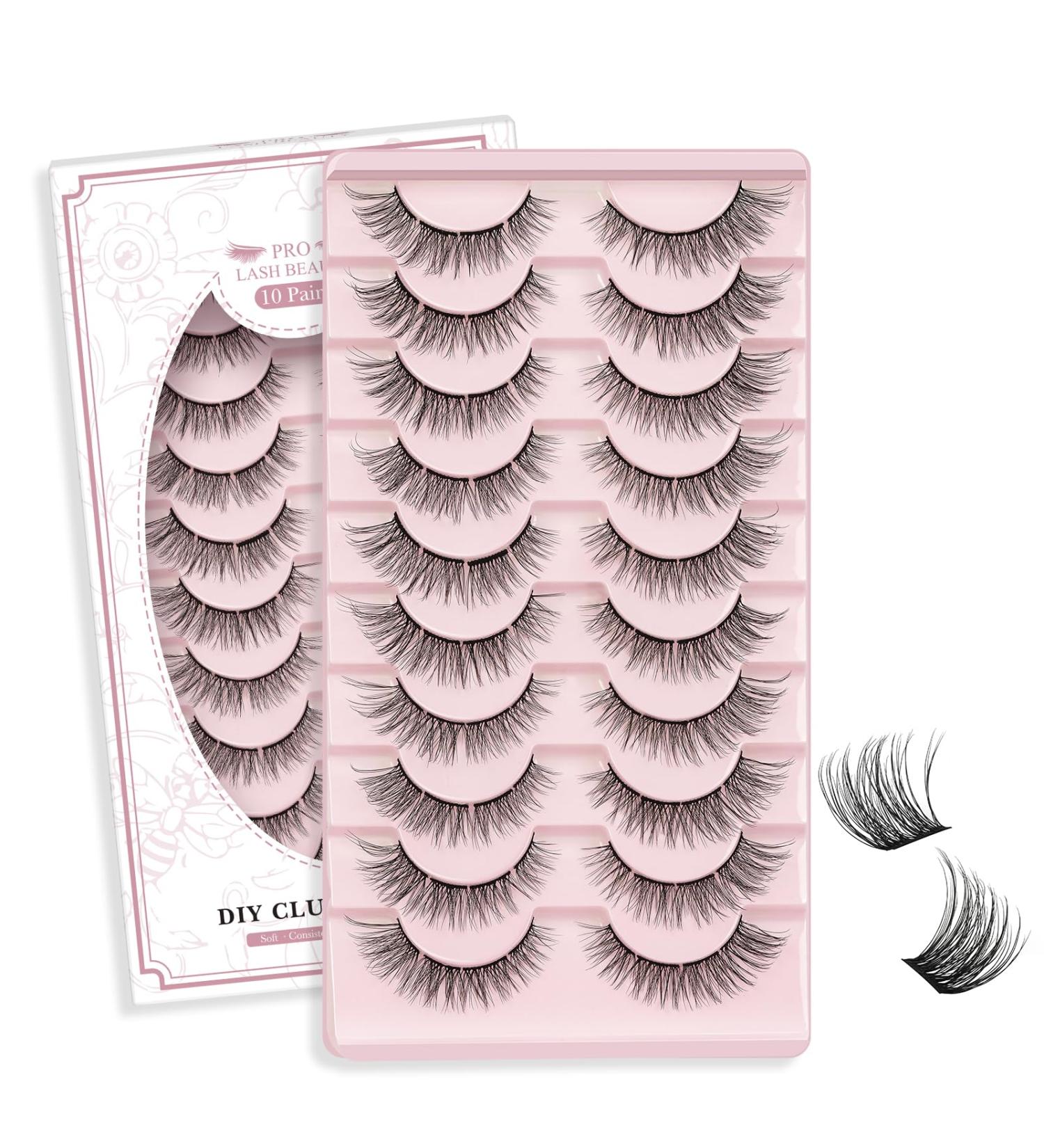 Lash Clusters - 10 Pairs Cat Eye Russian Fluffy Wispy Lashes | DIY Volume Lash Extensions - Soft & Easy to Wear - Buy Online on GoSupps.com