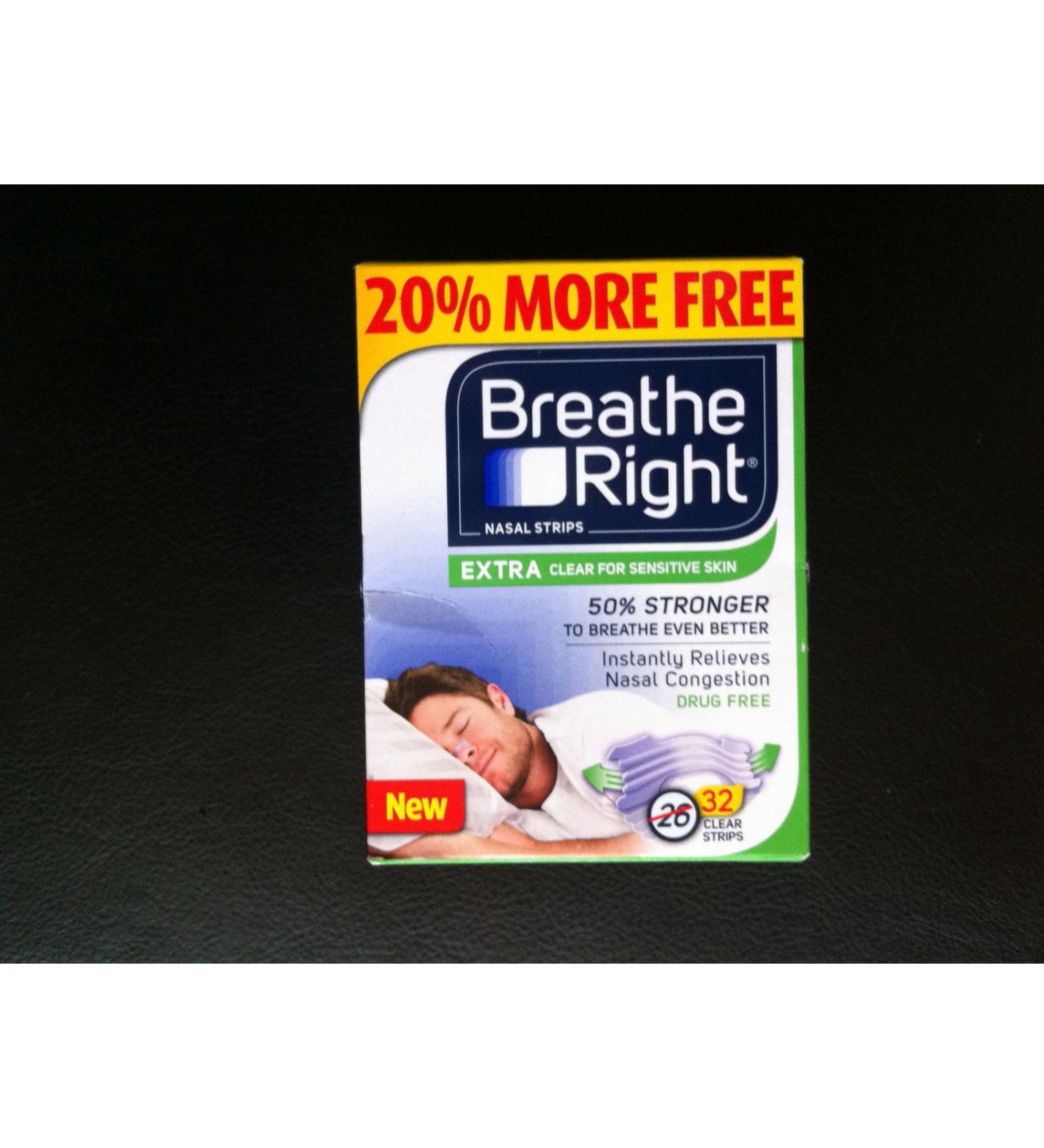 (160 Strips) Breathe Right Nasal Strips Extra Clear for Sensitive Skin - 32 Count (5 Pack)