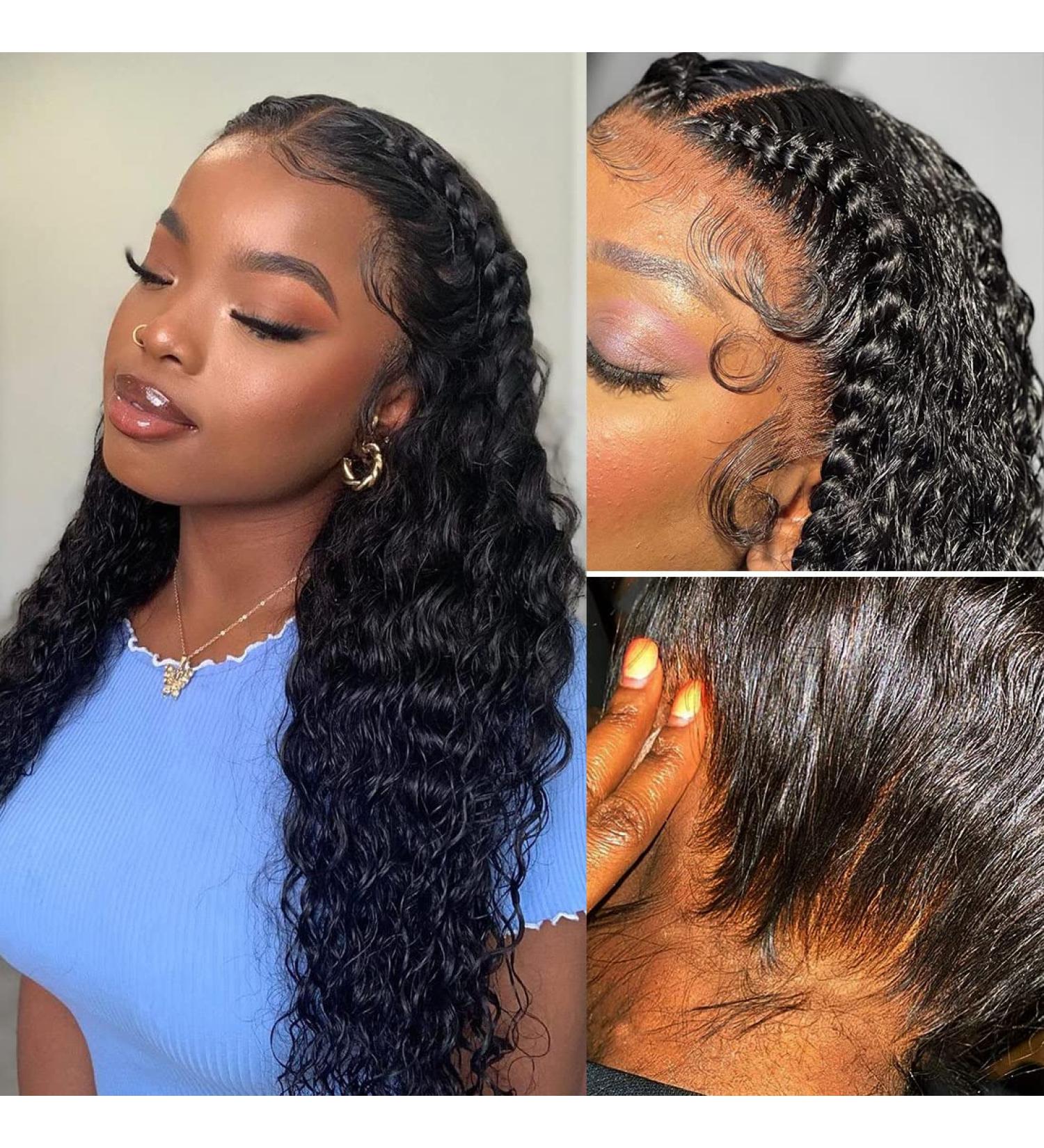 Healthair 360 Lace Front Deep Wave Wigs for Black Women - Preplucked HD Transparent Lace, 10A Remy Human Hair, 220% Density, 18in - Buy Online on GoSupps.com