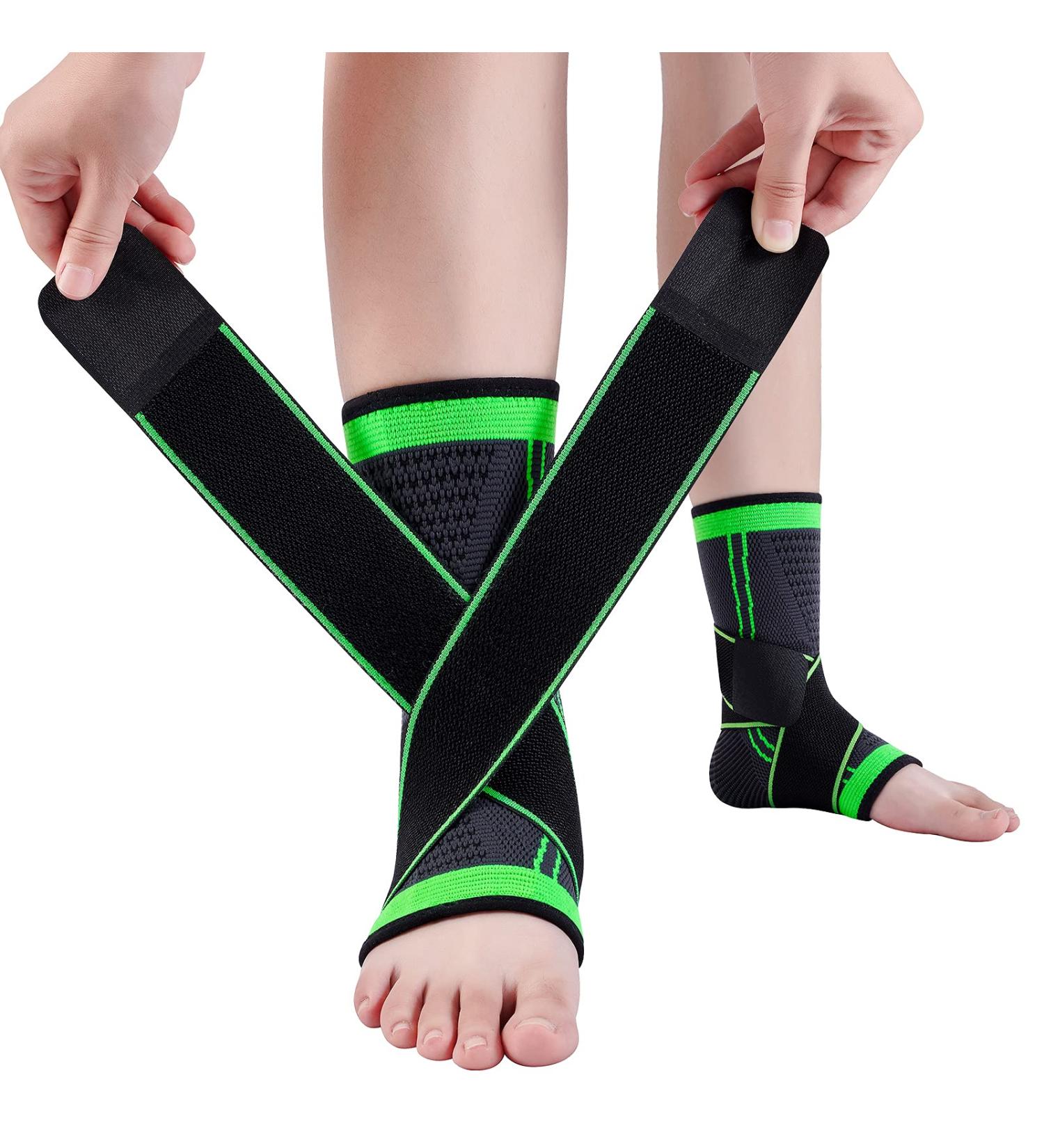 Ankle Support Braces (1Pair)  Breathable Ankle Compression Sleeves with Adjustable Wrap Elastic Ankle Brace Stabilizer for Plantar Fasciitis Achilles Tendonitis Sprained Ankle Pain Swelling Relief 2 - Buy Online on GoSupps.com