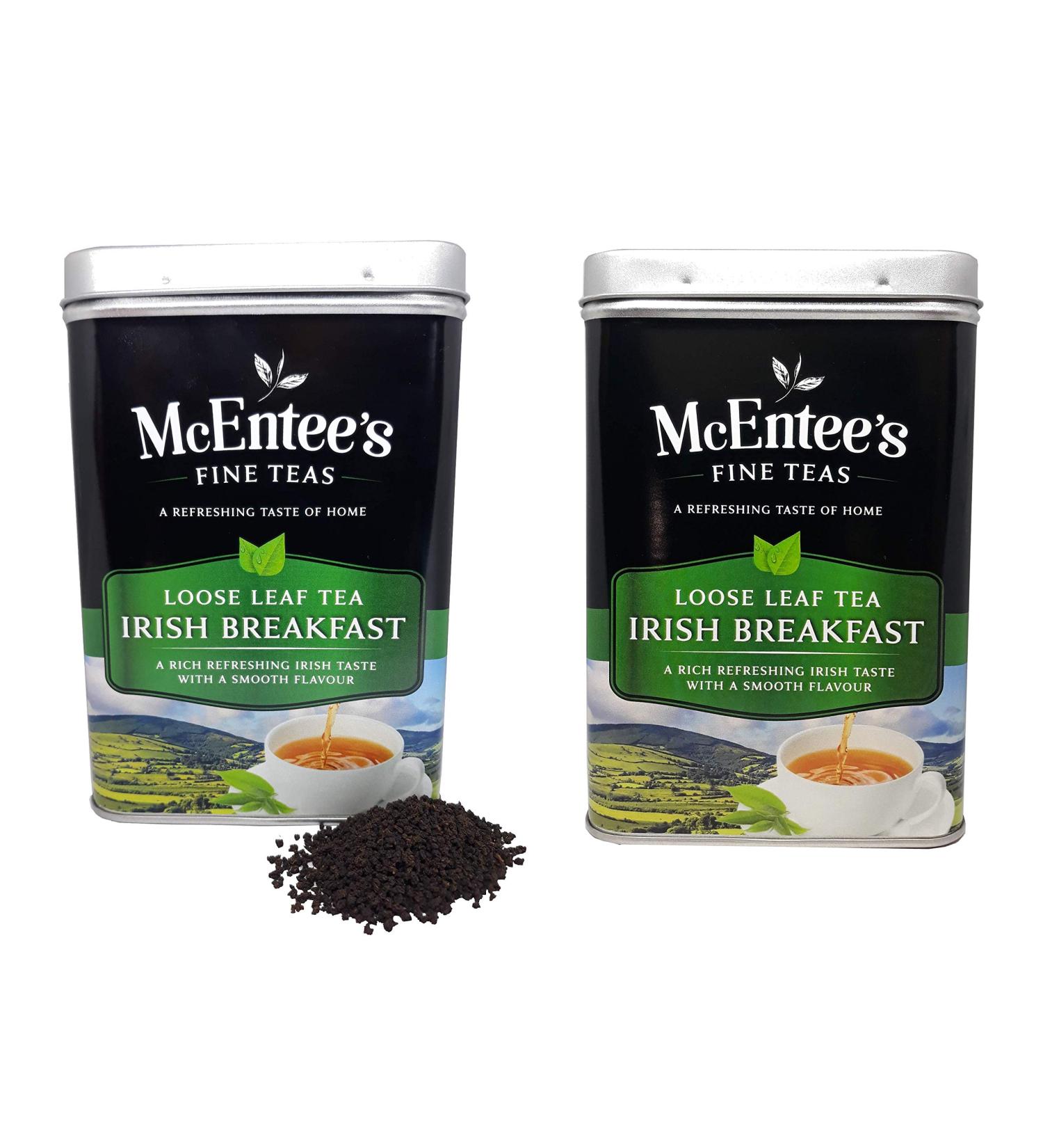  McEntee's Tea McEntee's Irish Breakfast Tea 500g x 2 tins award-winning and blended in Ireland. Strong and citrusy. A traditional Irish blend of Ceylon and Assam loose leaf teas. - Buy Online on GoSupps.com