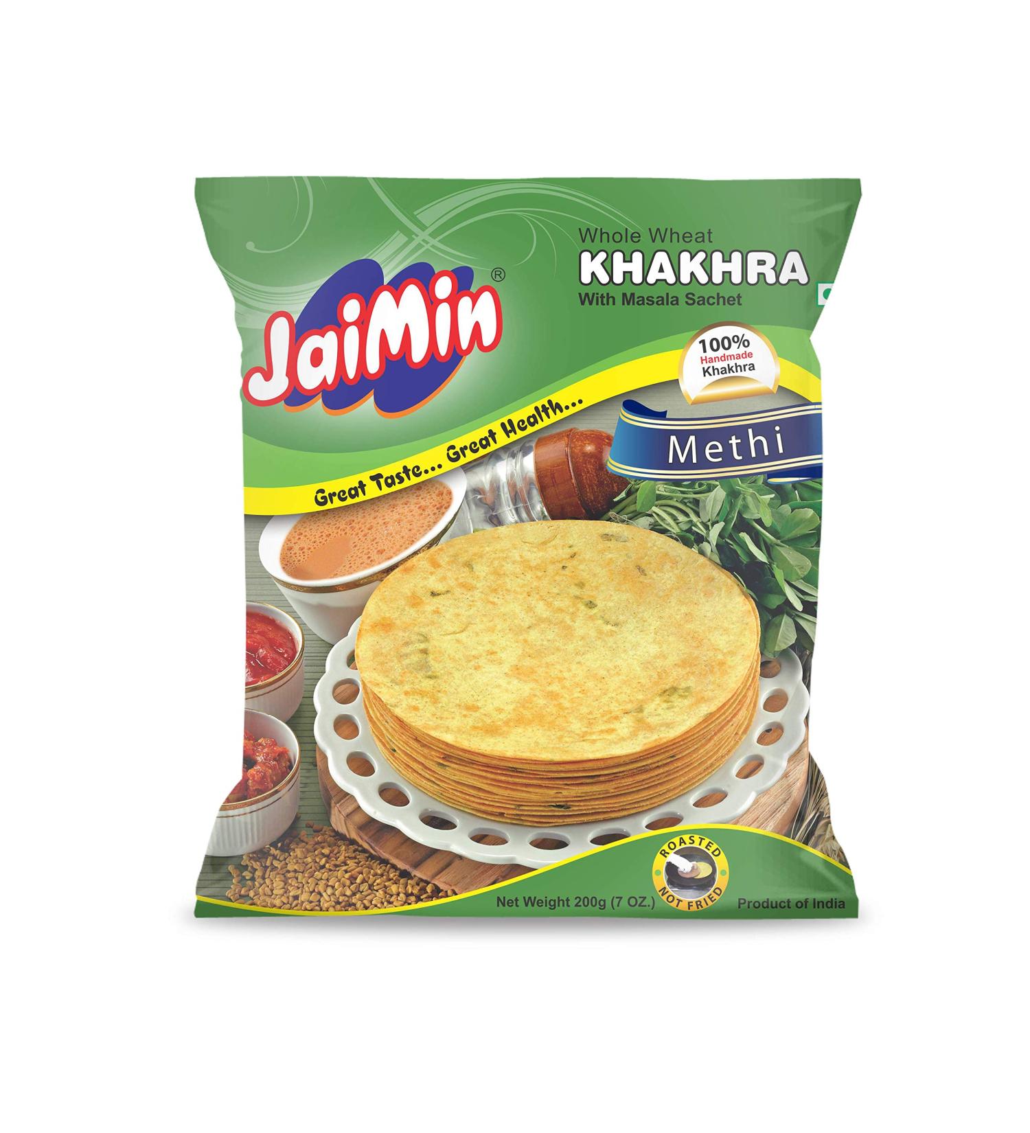 Jaimin Methi Khakhra – 200 g (lot de 4).