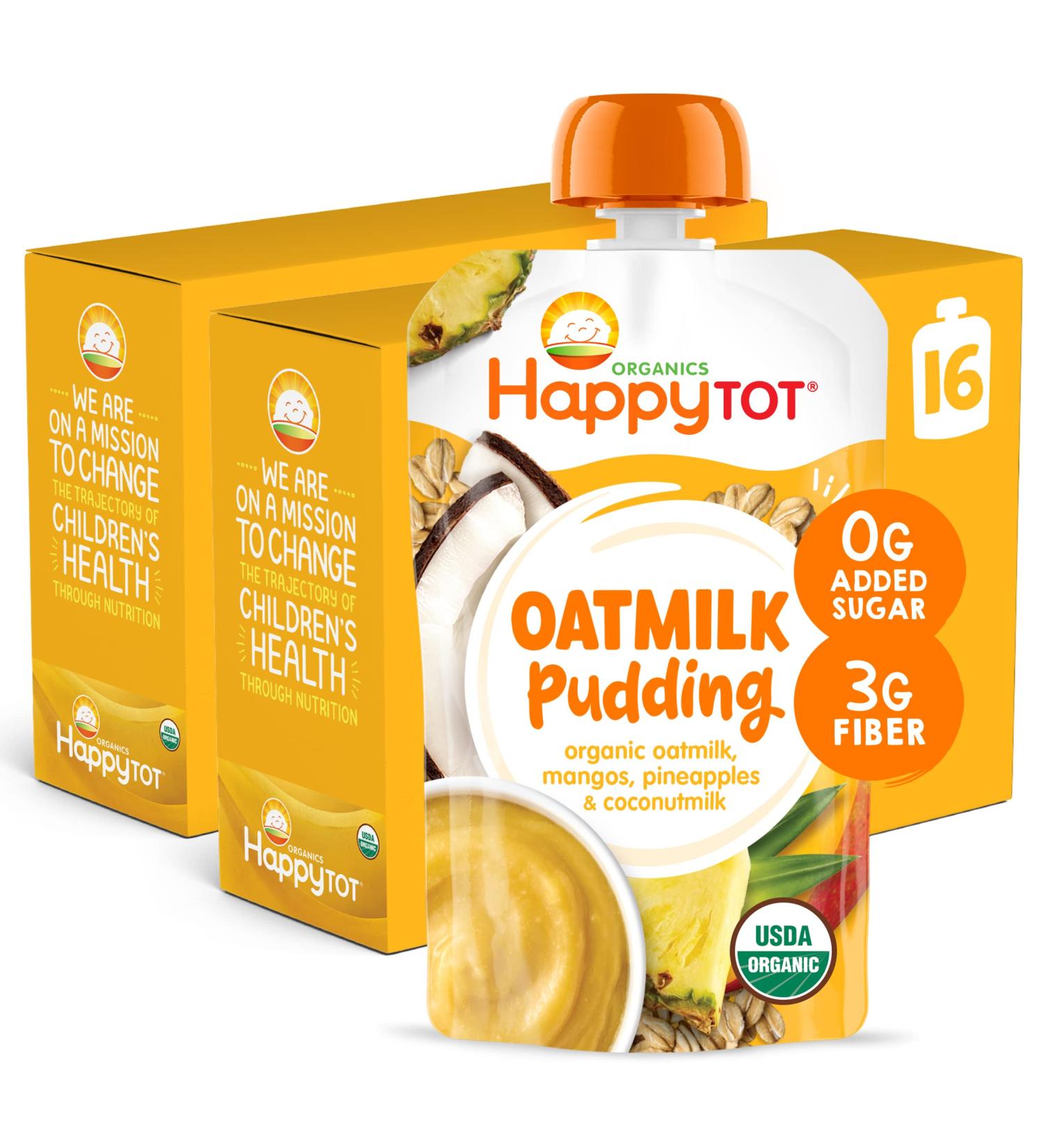 Happy Tot Organics Oatmilk Pudding Stage 4 Toddler Snack - Mango, Pineapple, Coconut Milk (Pack of 16) - Buy Online on GoSupps.com