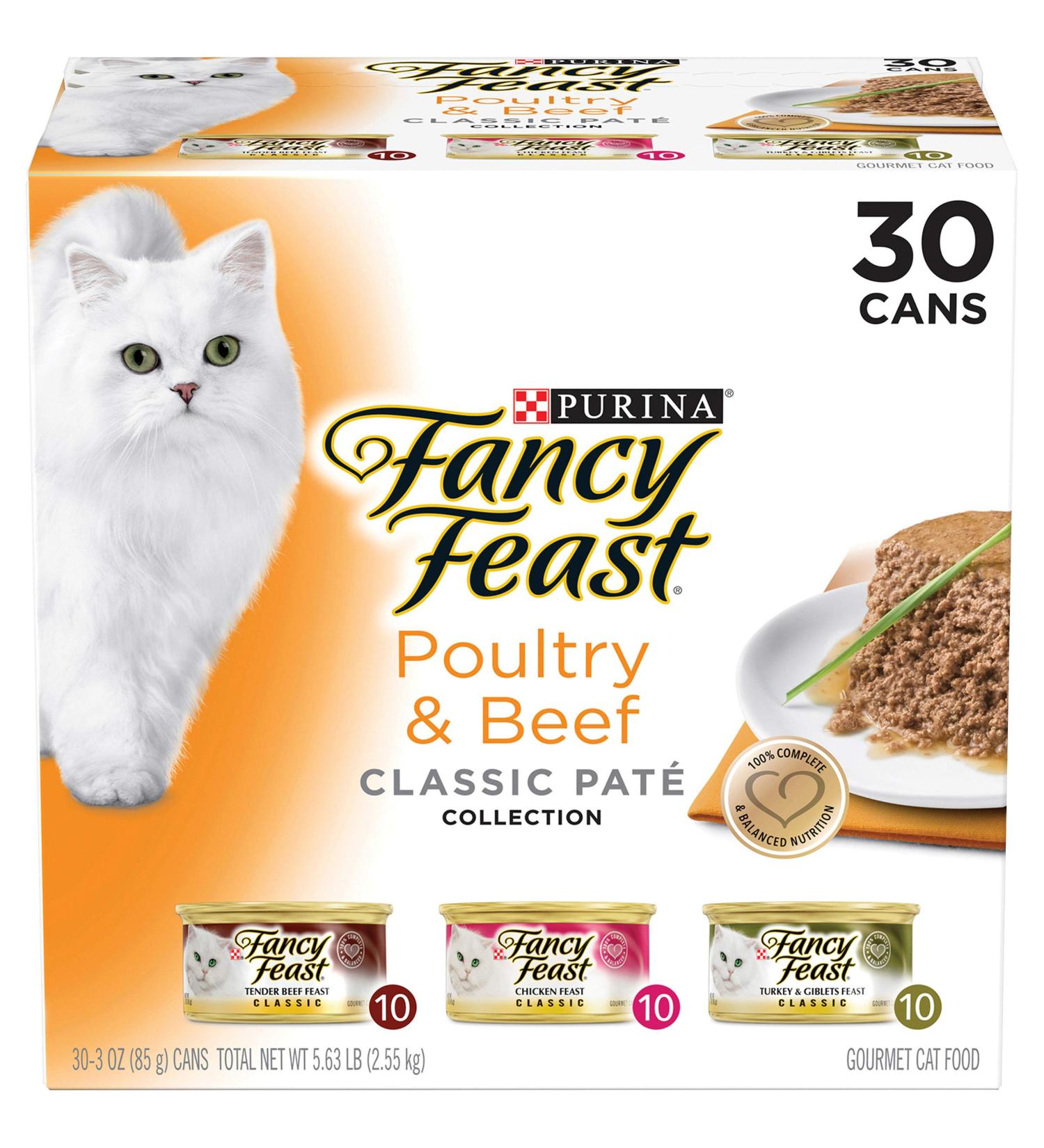 Purina Fancy Feast Classic Collection Variety Pack - 30 Cans, 3 oz each - Pate & Poultry Beef Flavors - Adult Wet Cat Food - Buy Online on GoSupps.com