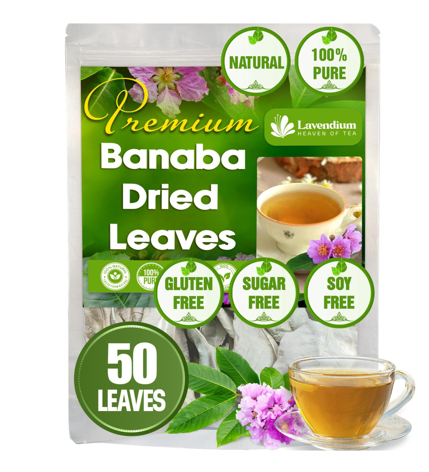 Lavendium 50+ Natural Banaba Dried Leaves Whole Banaba Leaves 100% Pure Dried Banaba Leaves Banaba Leaf Herbal Tea No Additives No Caffeine Vegan - Buy Online on GoSupps.com