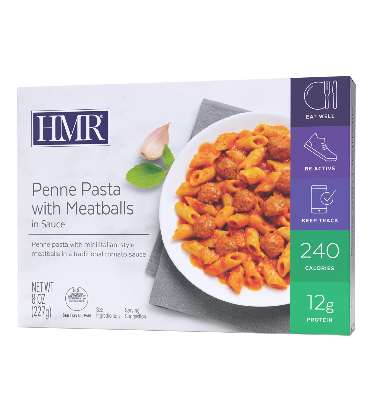 HMR Penne Pasta with Meatballs in Sauce - 6 Ready to Eat Meals (8 oz. Servings) - Buy Online on GoSupps.com