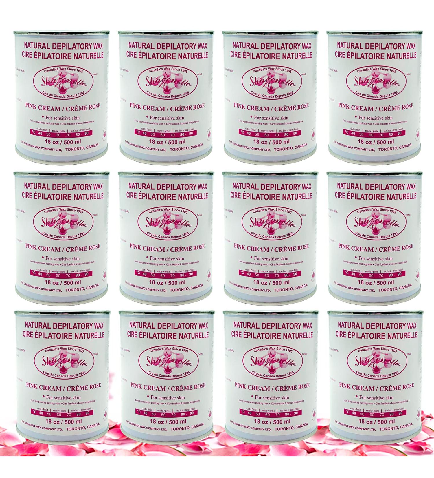 Sharonelle Soft Wax All Purpose Hair Removal Natural Depilatory Canned Wax for Sensitive Skin Canada-Made Melting Wax in Black color Canned Package (12PC Pink Cream) 500 ml (Pack of 12) Pink Cream - Buy Online on GoSupps.com