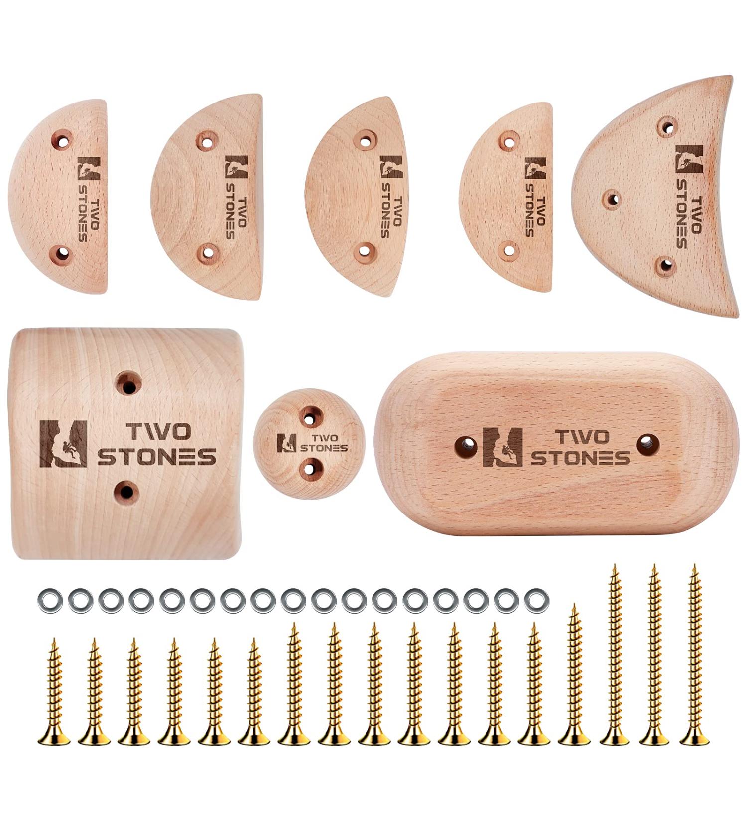 Wooden Rock Climbing Holds Set for Kids and Adults | Variety Screw-On Hand Holds with Mounting Hardware - Buy Online on GoSupps.com