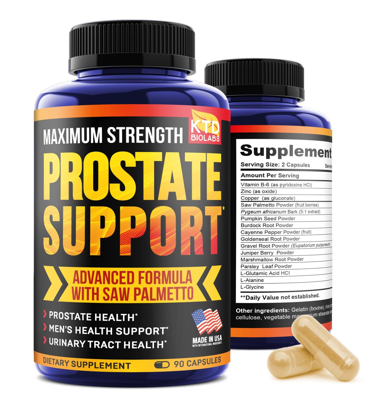 KTD BIOLABS Prostate Health Supplements for Men - 90 Capsules - Bladder Control & Urinary Tract Support - Made in USA - Buy Online on GoSupps.com