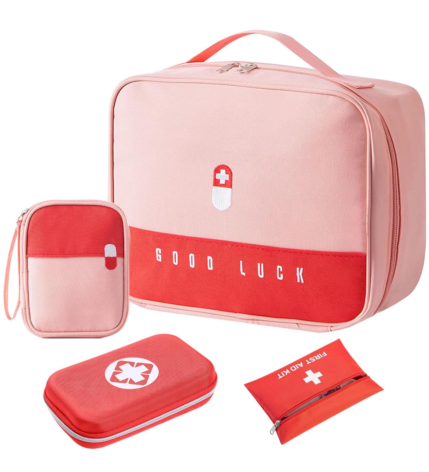 4Stk Large Capacity Waterproof Medication Bag - Travel Pharmacy First Aid Pocket Medicine Storage for Home & Office (Pink) - Buy Online on GoSupps.com
