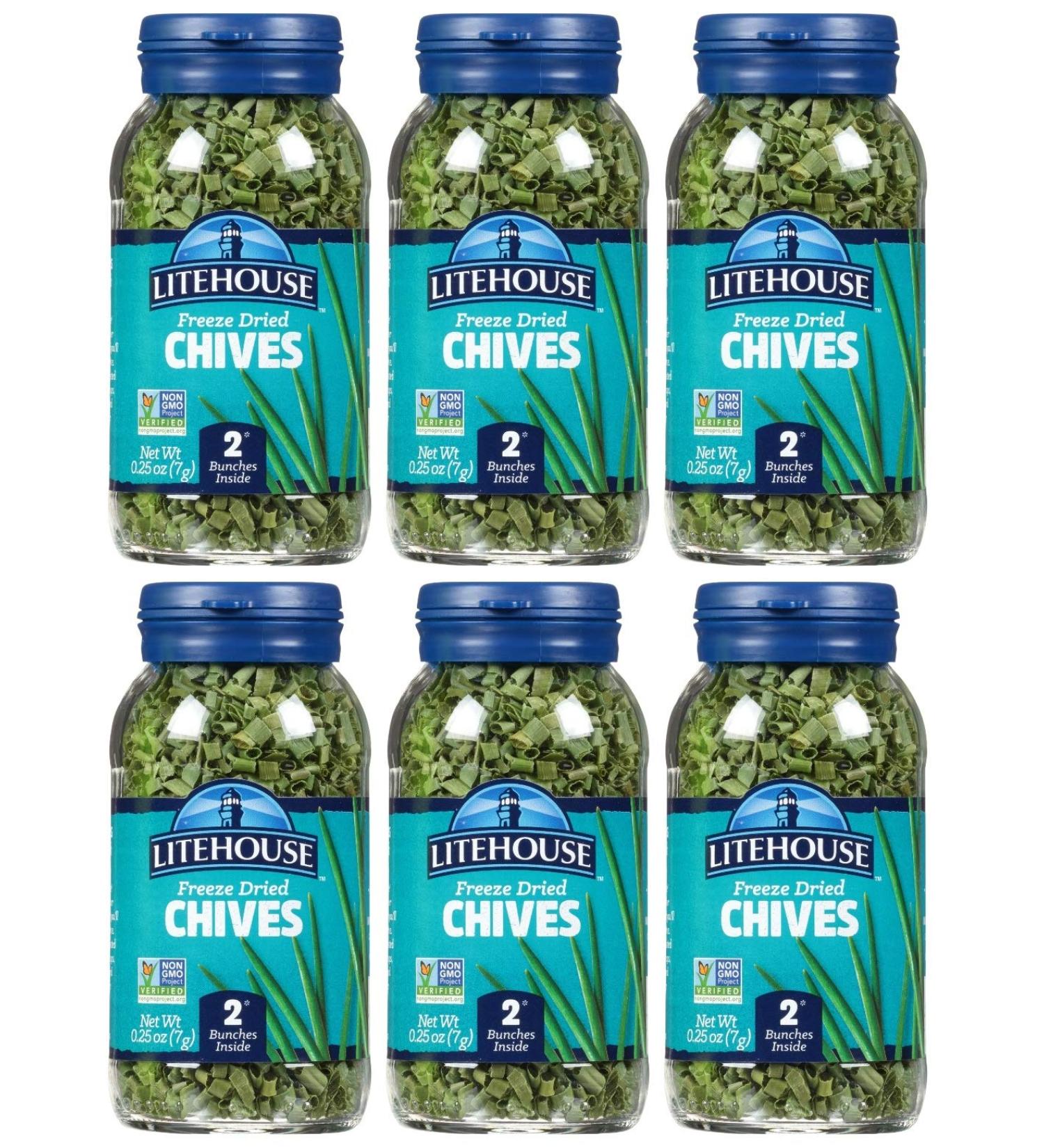 Litehouse Instantly Fresh Chives - 6 Jars, Equivalent to 12 Bunches | Non-GMO, Preservative & Gluten Free - Buy Online on GoSupps.com