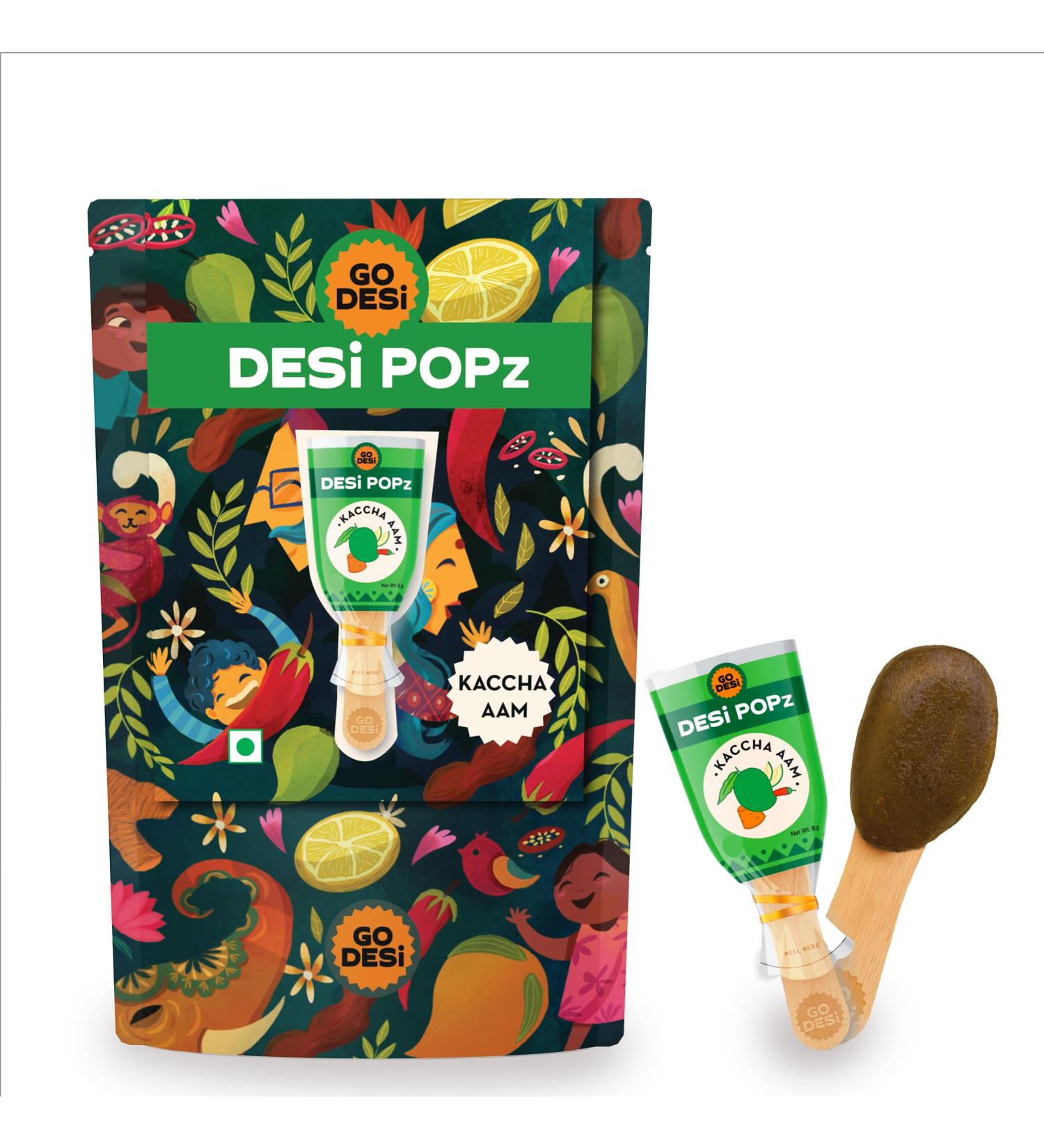 GO DESi Kaccha Aam Pop Aam Candy 3 x Pack of 10 pcs Desi Popz 240 g Kaccha Aam Pops 30 Pieces