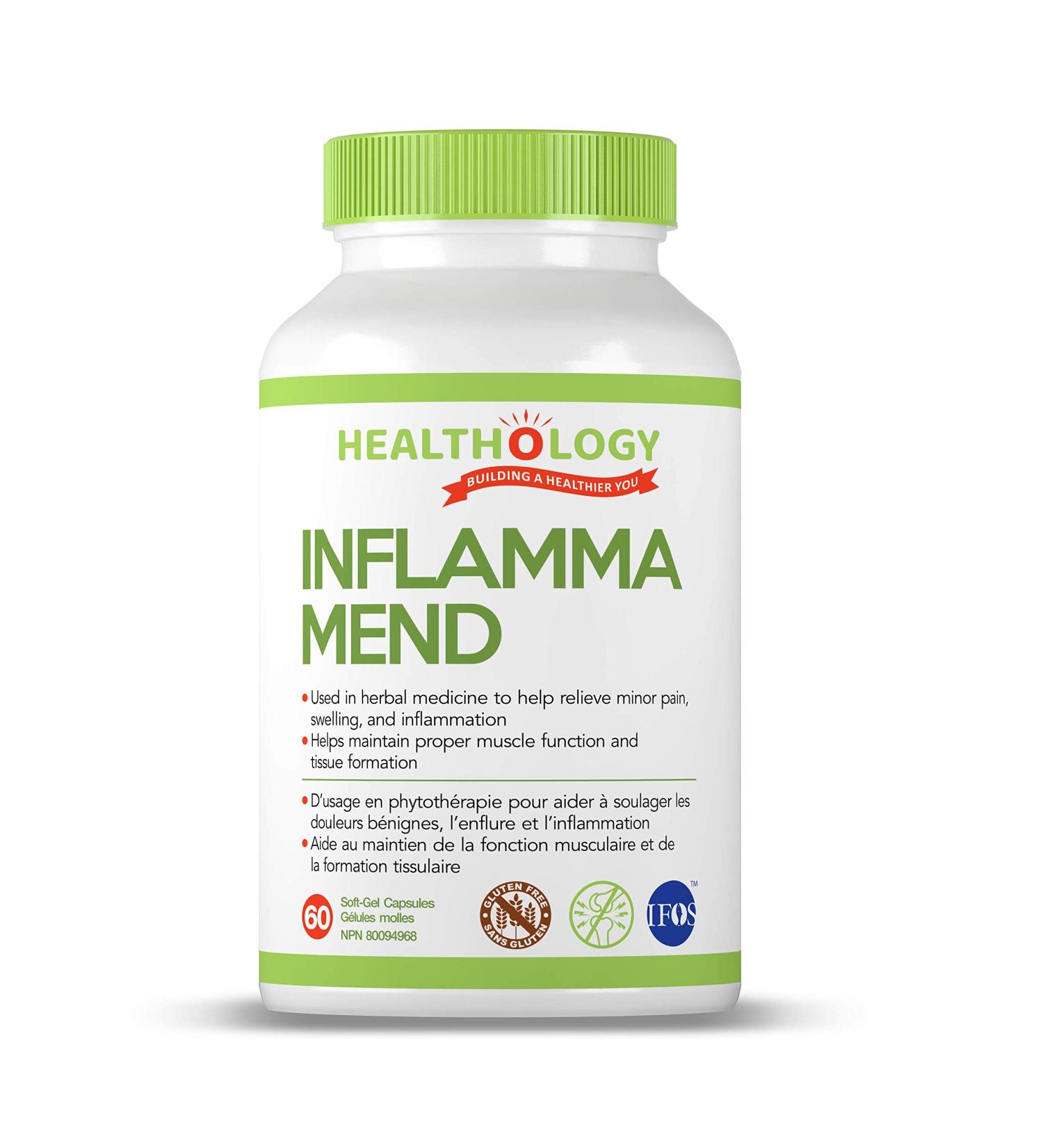 Healthology INFLAMMA-MEND | Inflammation Support | Anti-Inflammatory Supplement | Pain Relief | Reduce Swelling | 60 Soft-Gel Capsules | Fish Oil EPA DHA Curcumin Bromelain Magnesium Lipase - Buy Online on GoSupps.com