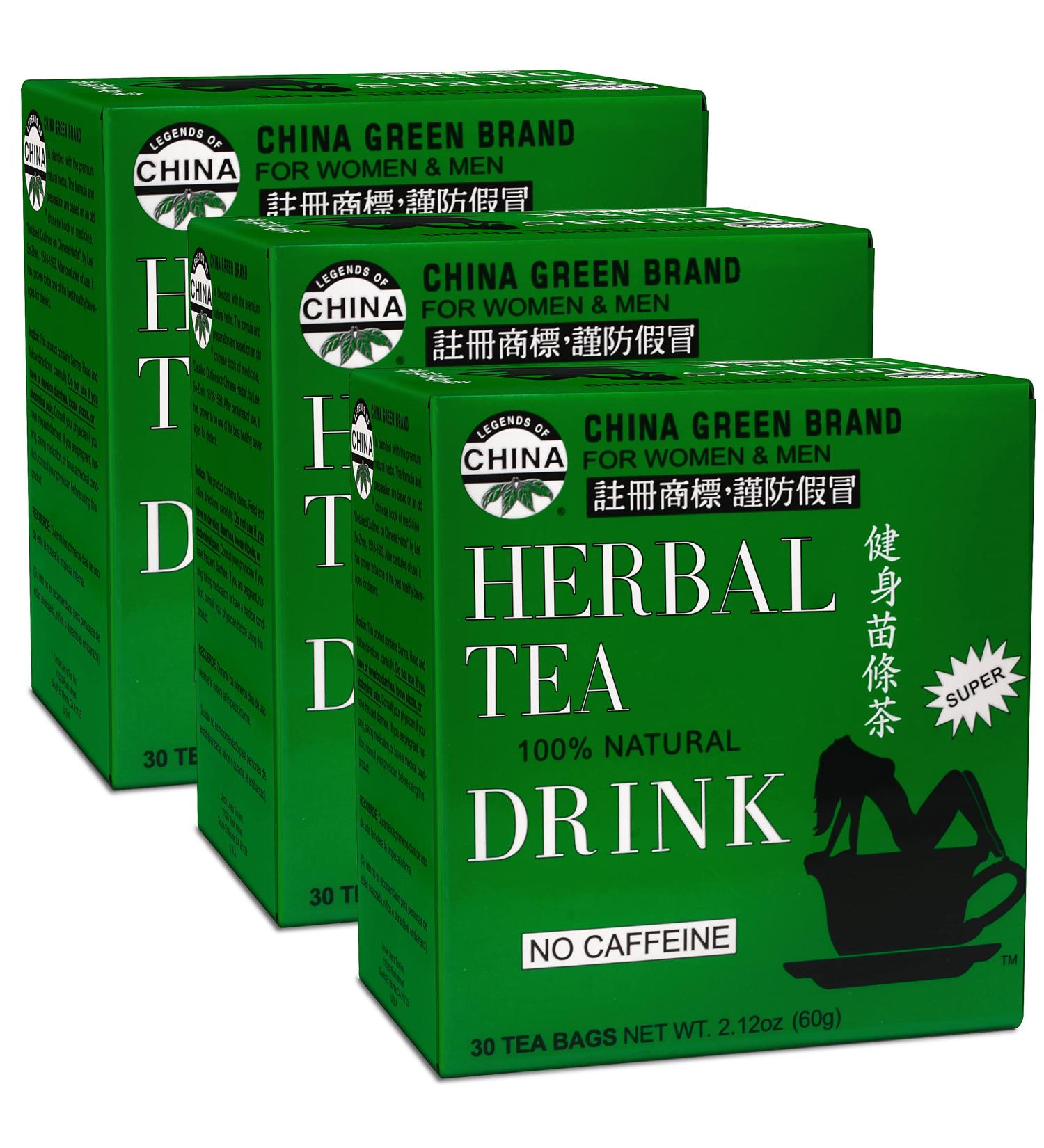 Uncle Lee's China Green Herbal Tea - Caffeine-Free, 100% Natural, 30 Count (Pack of 3) - 10 Count (Pack of 3) - Buy Online on GoSupps.com