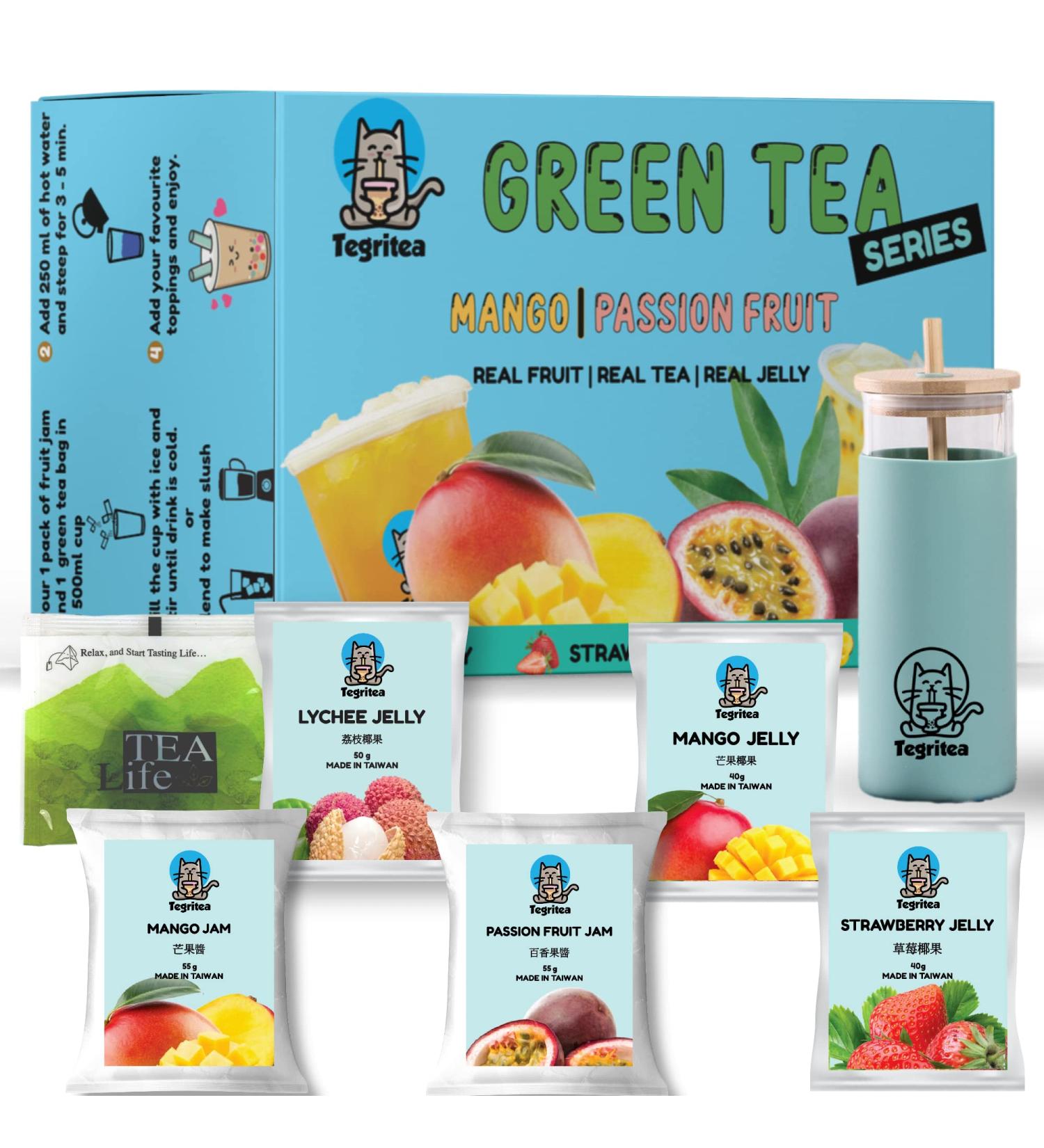 Best Bubble Tea DIY Kit | Ready In 1 Minute | 500ml Per Serving (Passion Fruit | Mango Green Tea 6 Servings w/Deluxe Cup) 6 Servings w/ Deluxe Cup - Buy Online on GoSupps.com