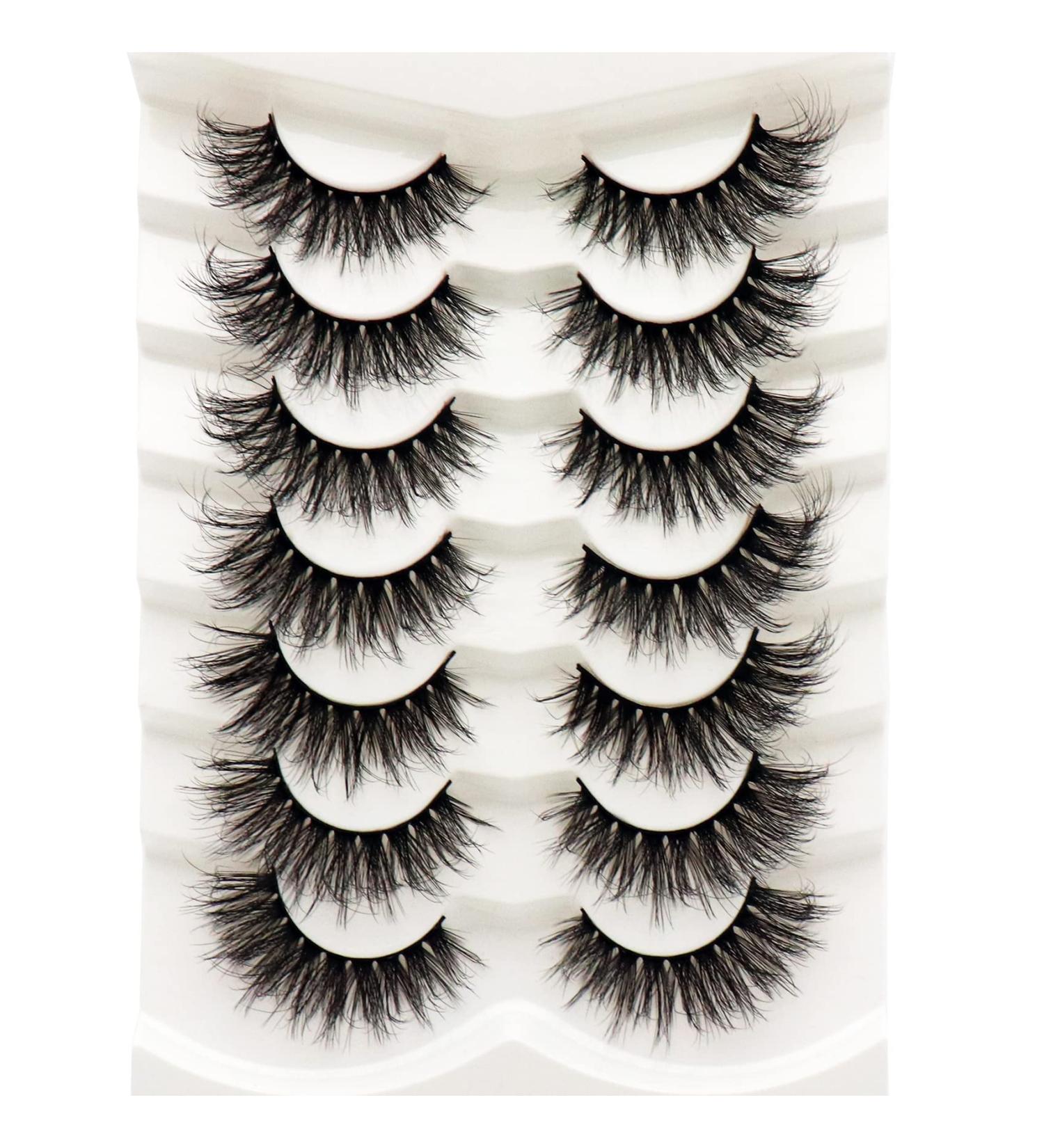 Losha Fluffy Wispy Cat Eye False Eyelashes 7 Pairs Pack - Handmade Natural Faux Mink Lashes (Style5) - Buy Online on GoSupps.com
