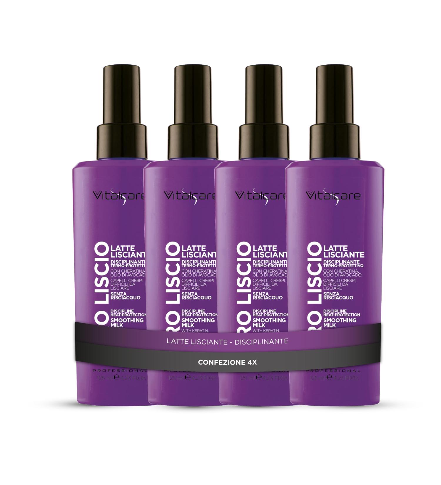  Vitalcare Vitalcare | PRO Lisse Smoothing Milk Phon Heat Protection and Plaque Anti-Frizz Action Keratin and Avocado Oil 4 Spray Bottles of 125 ml - Buy Online on GoSupps.com