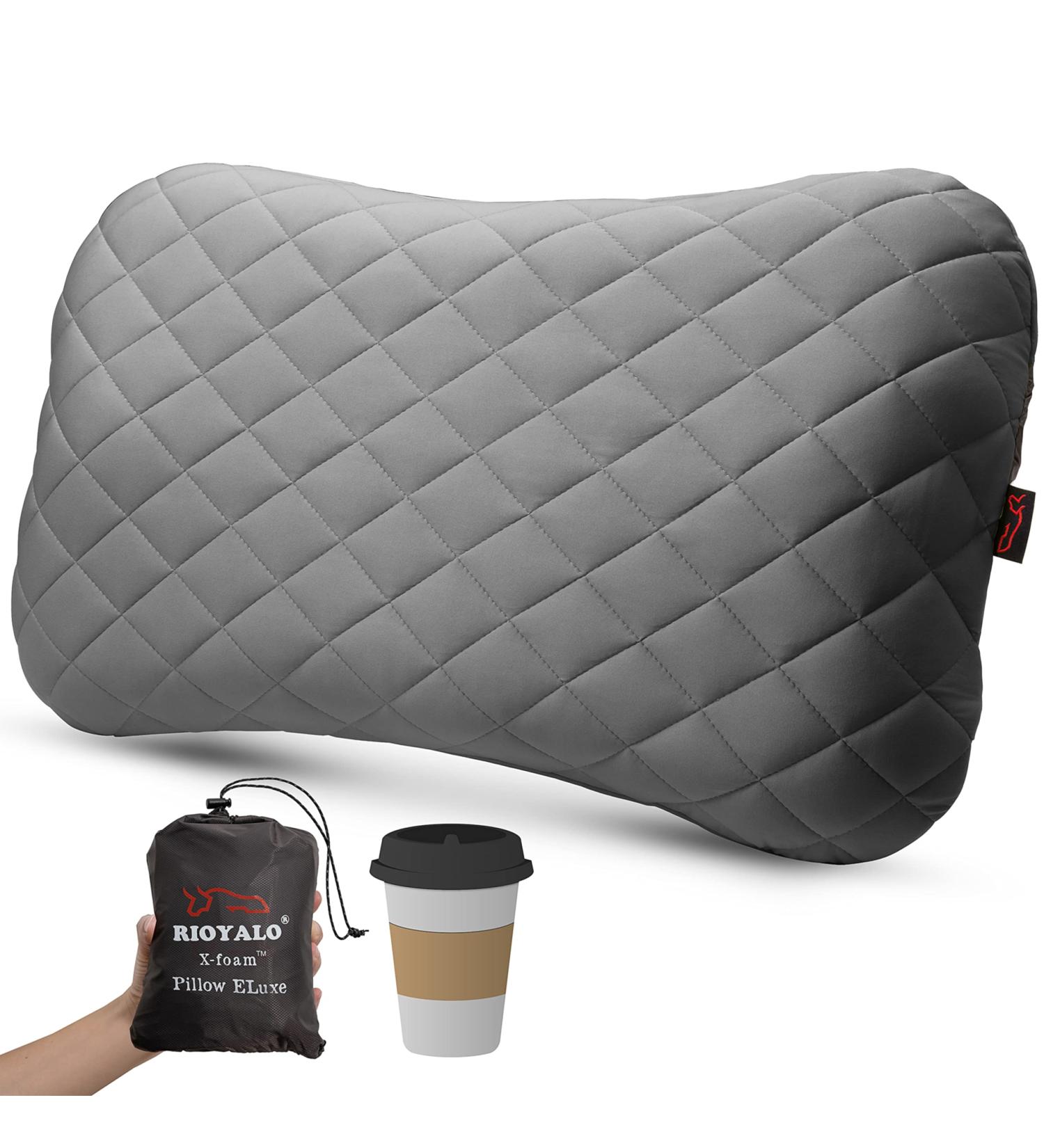 Riyalo X-Foam Inflatable Camping Pillow ELuxe with Removable Cover, Washable & Ultralight | Neck Lumbar Support for Backpacking, Hiking, Travel | X-Large, Space Grey - Buy Online on GoSupps.com