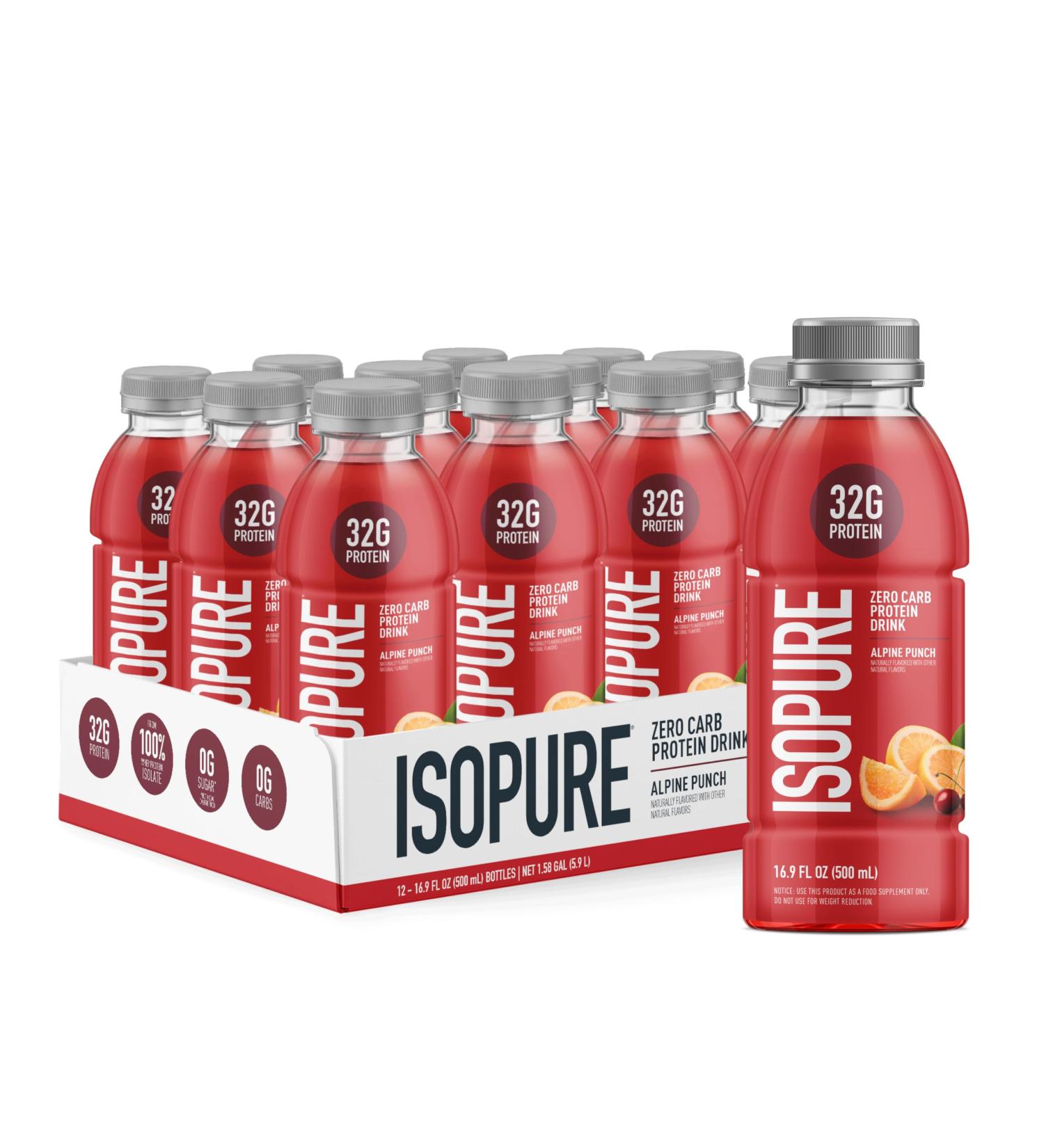Isopure Zero Carb 32g Clear Protein Ready-to-Drink Whey Protein Isolate Alpine Punch 12 Pack (Packaging May Vary) Alpine Punch 16 Fl Oz (Pack of 12) - Buy Online on GoSupps.com