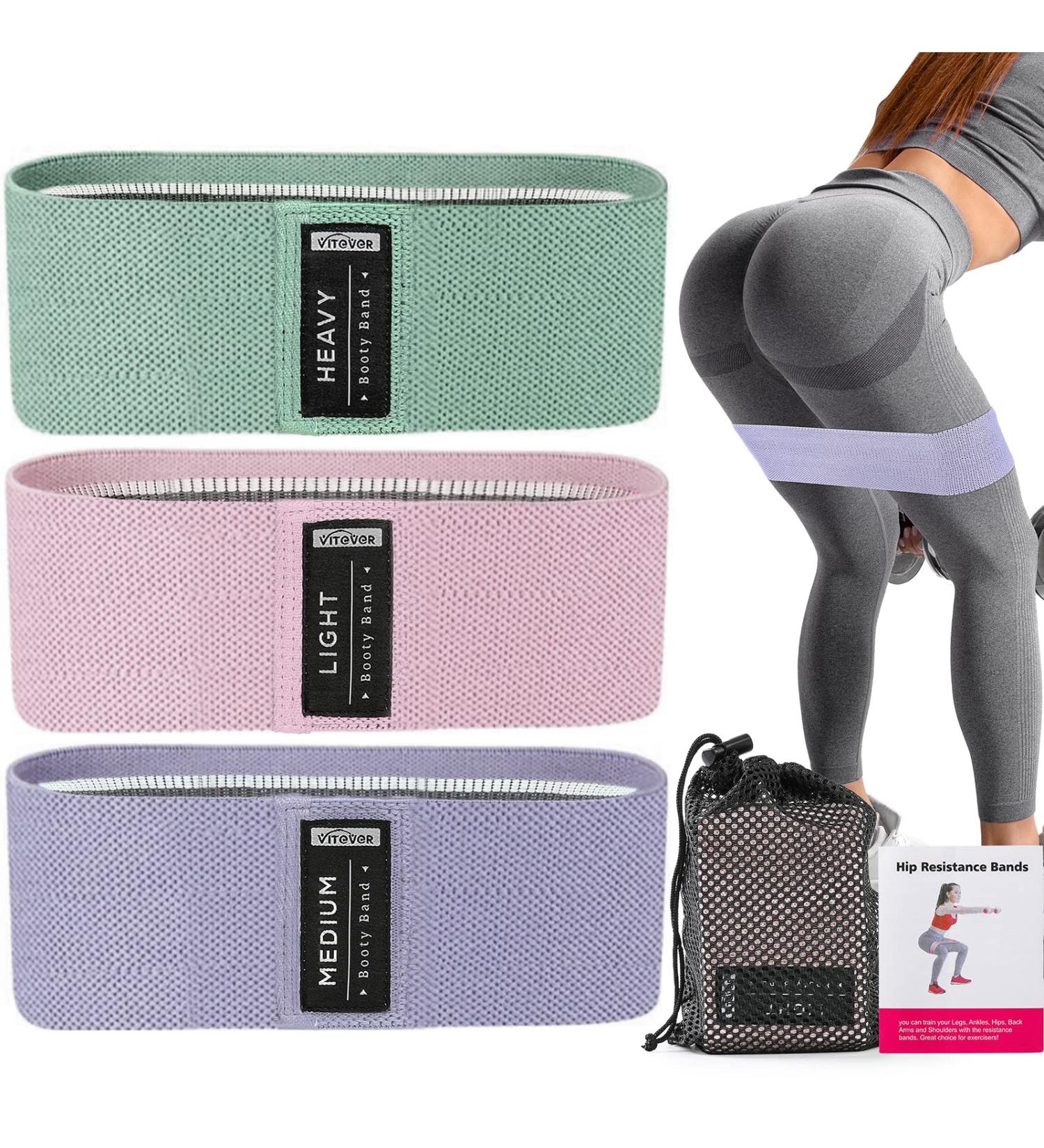 3 Levels Booty Bands Set - Resistance Exercise Bands for Women's Legs and Butt - Yoga Starter Set - Buy Online on GoSupps.com