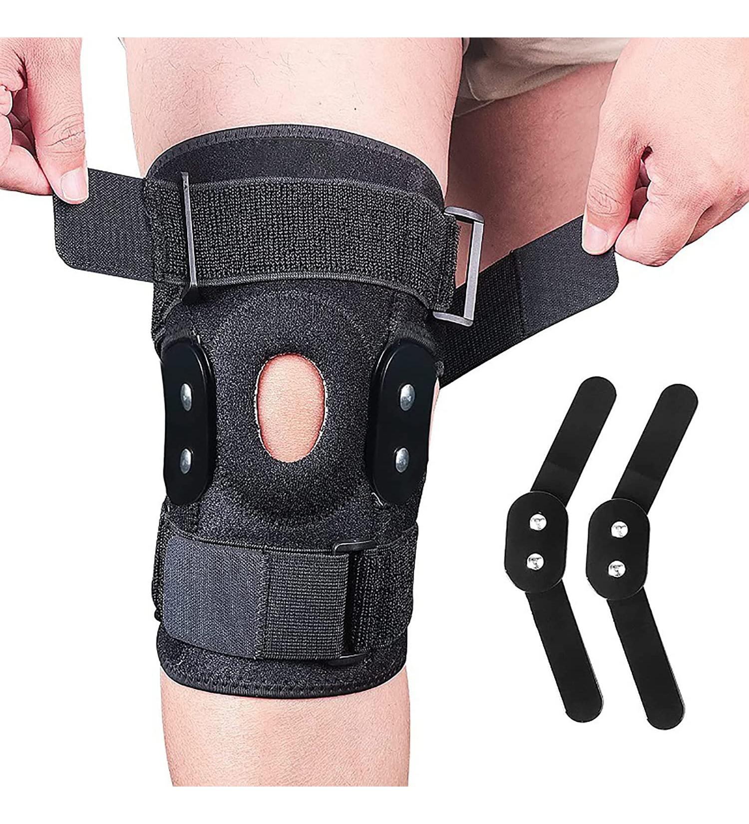 Knee Brace Support with Side Stabilizers | Open Patella Knee Brace for Men & Women | Relieve Meniscus Tear & ACL/MCL Injuries | Ideal for Running Basketball & Working Out (Black - Buy Online on GoSupps.com