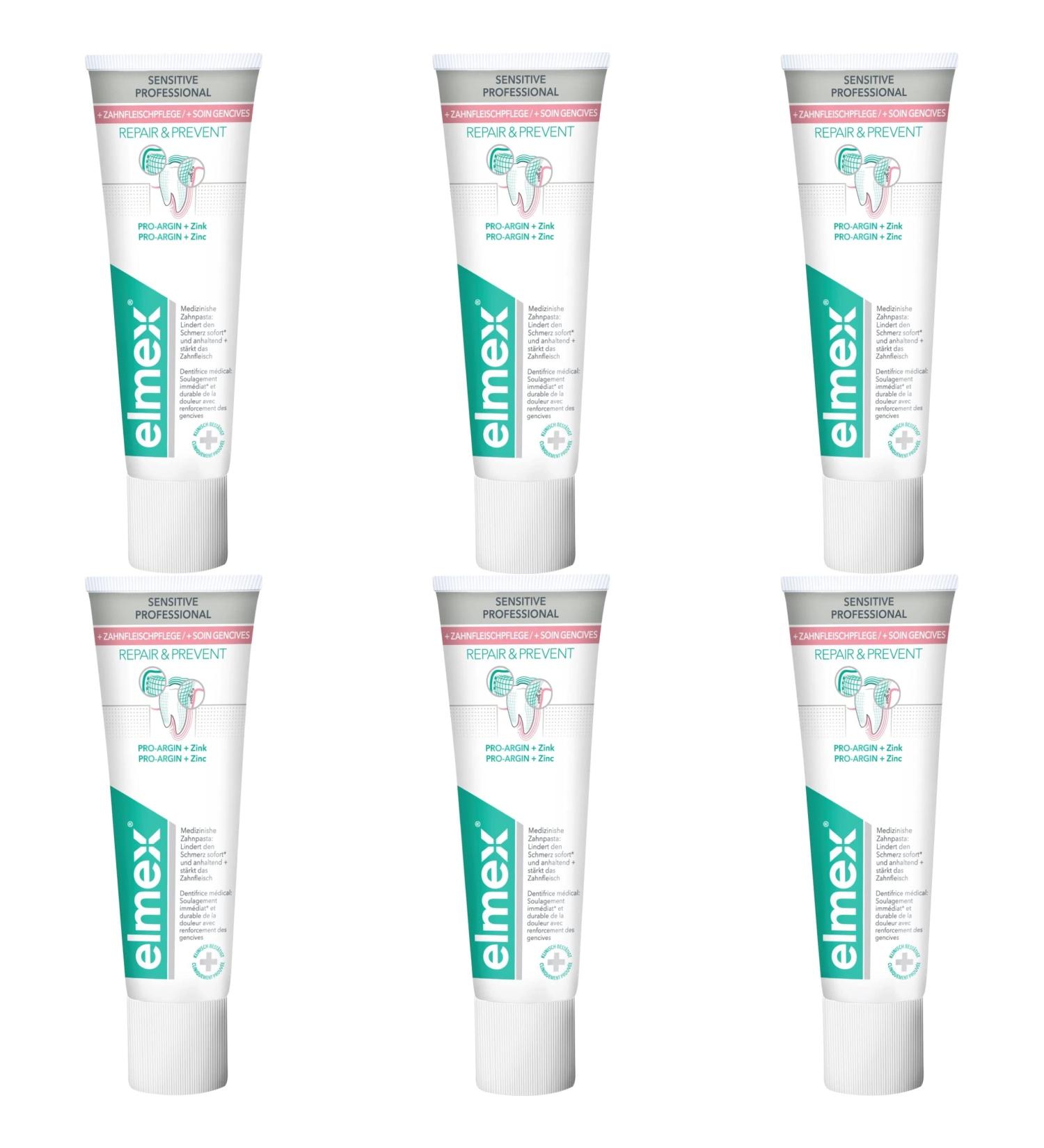 Buy ELMEX Sensitive Professional Repair Toothpaste - Pack of 6 (75 ml) | International Shipping Available - Buy Online on GoSupps.com