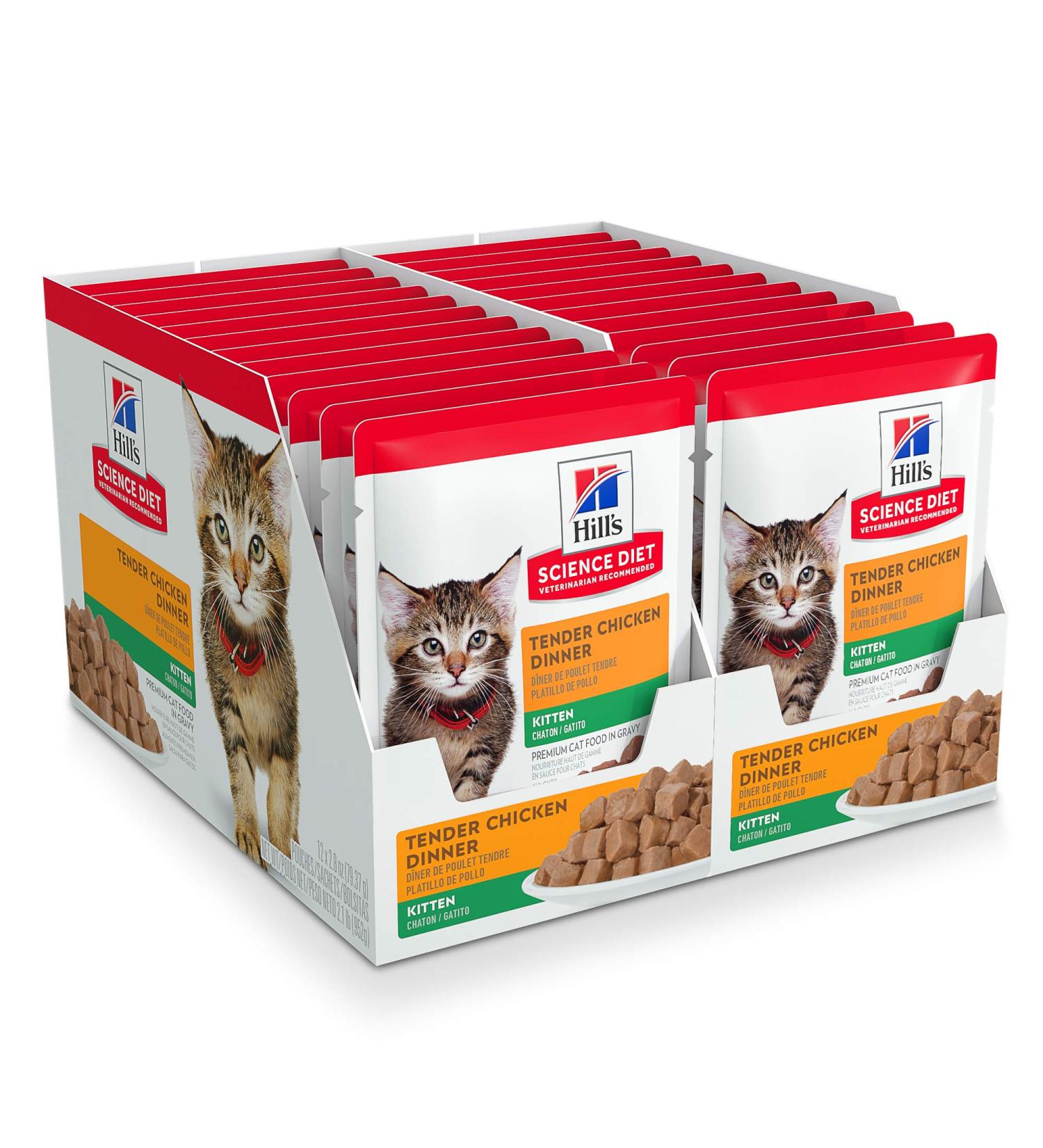 Hill's Science Diet Kitten Wet Cat Food Pouch Chicken Recipe 2.8 oz 24 pk - Nutrition for Growing Kittens - Buy Online on GoSupps.com