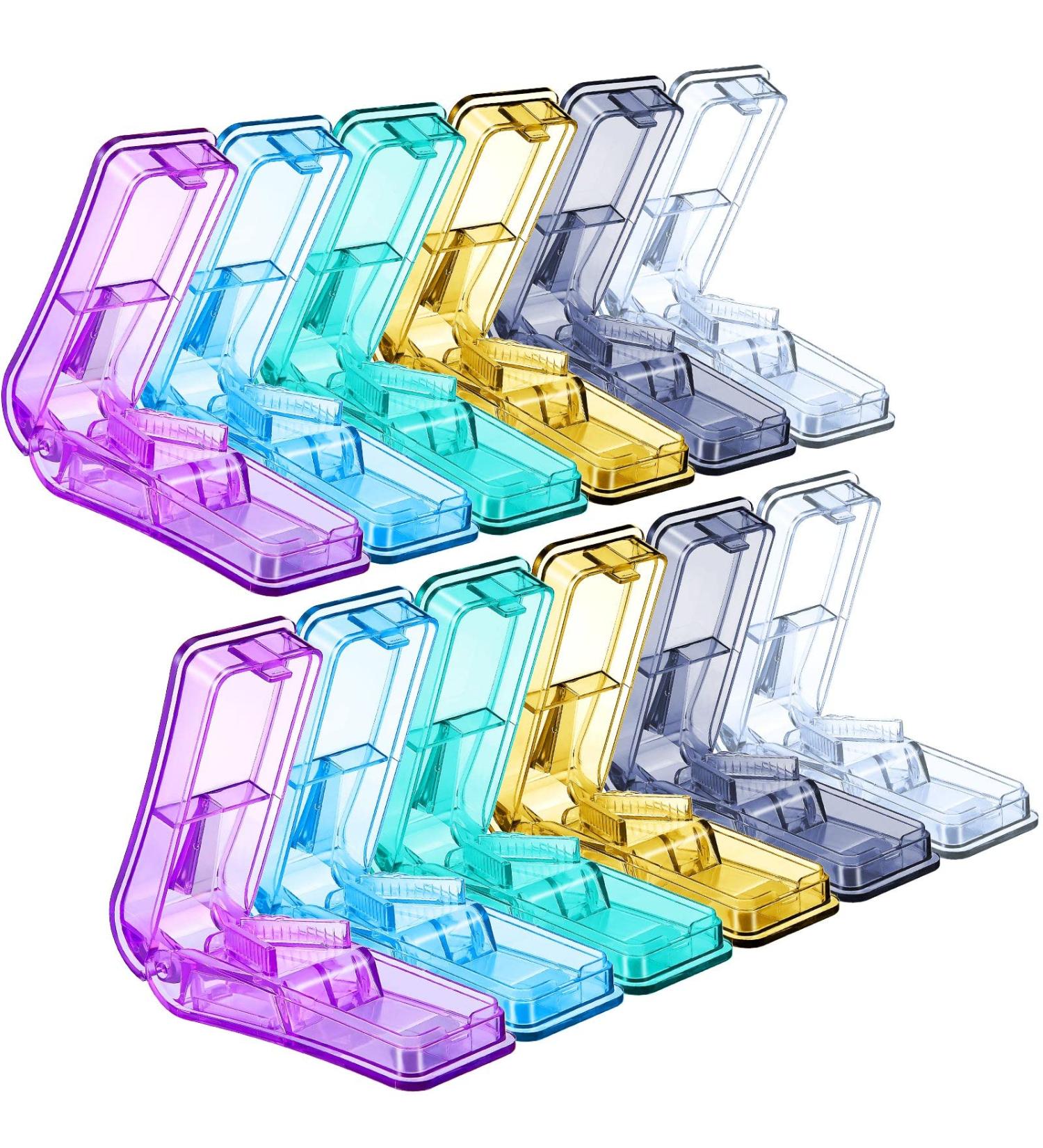 Portable Pill Cutter & Holder - Easy Cut Stainless Steel Blade for Small & Large Pills | 12 Pack - Buy Online on GoSupps.com