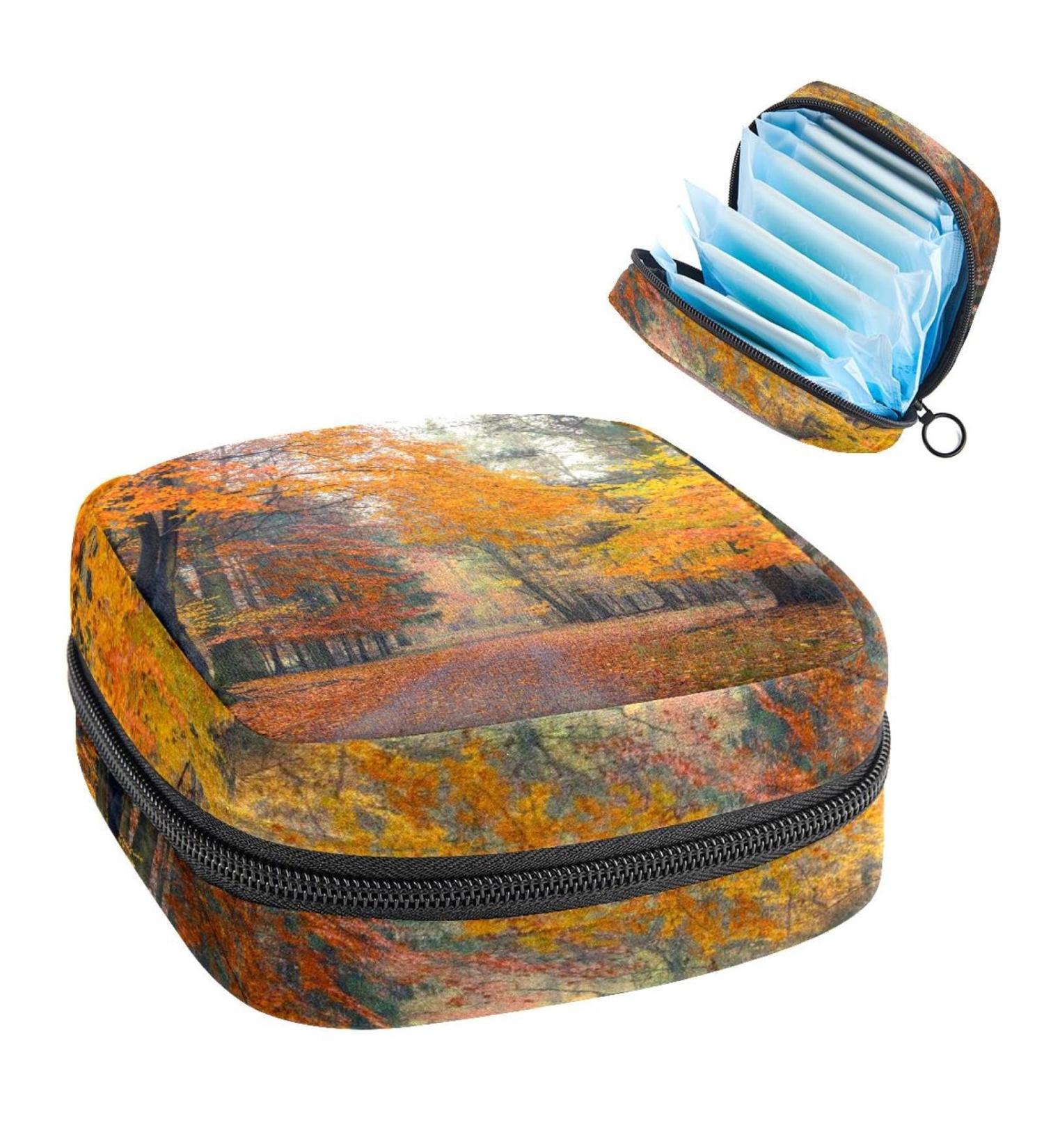 Autumn Forest Avenue Leaves Color Period Bag Sanitary Napkin Storage Travel Makeup Pouch - GIAPB 1291 - Buy Online on GoSupps.com